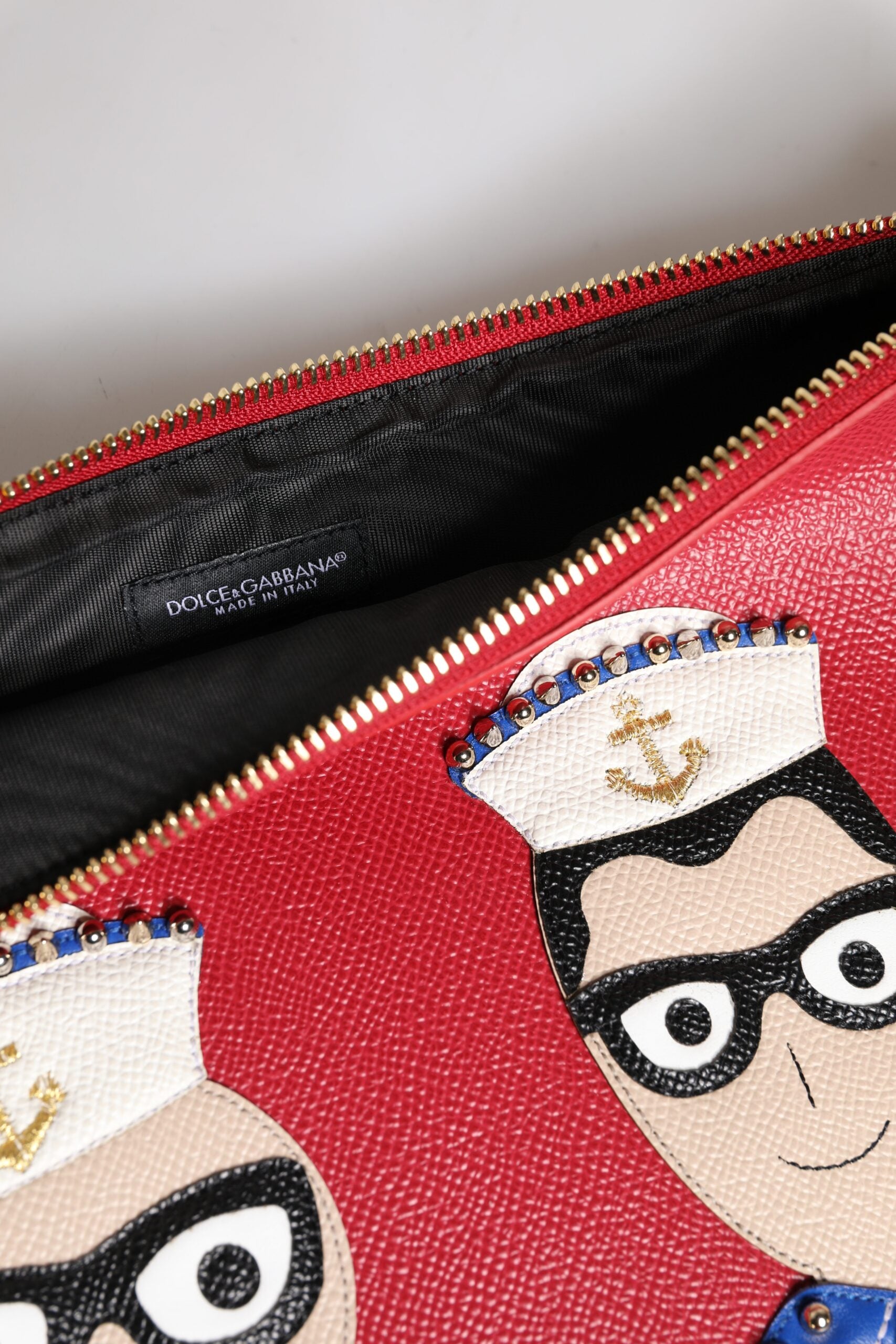 Dolce & Gabbana Rote #DGFamily verzierte Leder-Clutch