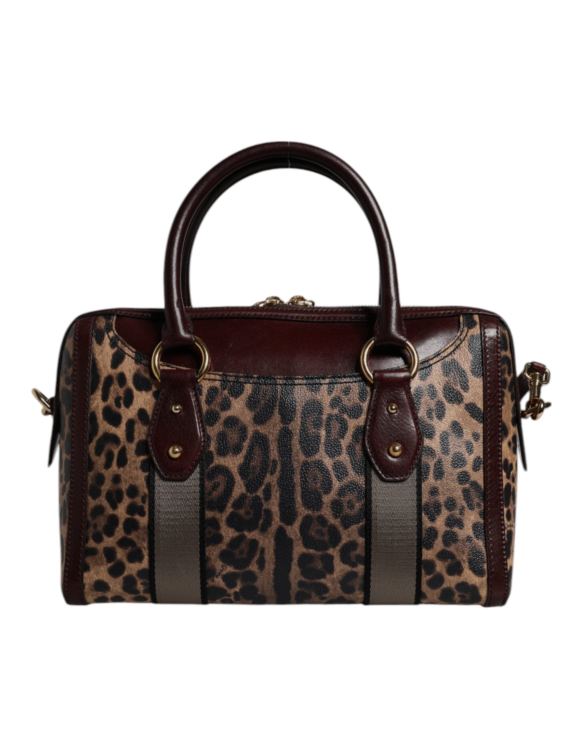 Geantă de umăr Dolce & Gabbana din piele maro cu imprimeu leopard