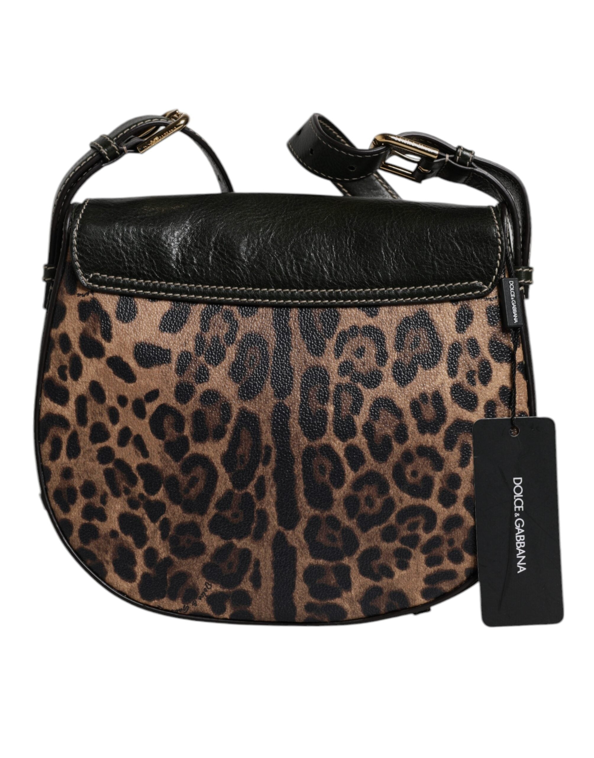 Geantă de umăr Dolce & Gabbana cu imprimeu leopard negru și maro