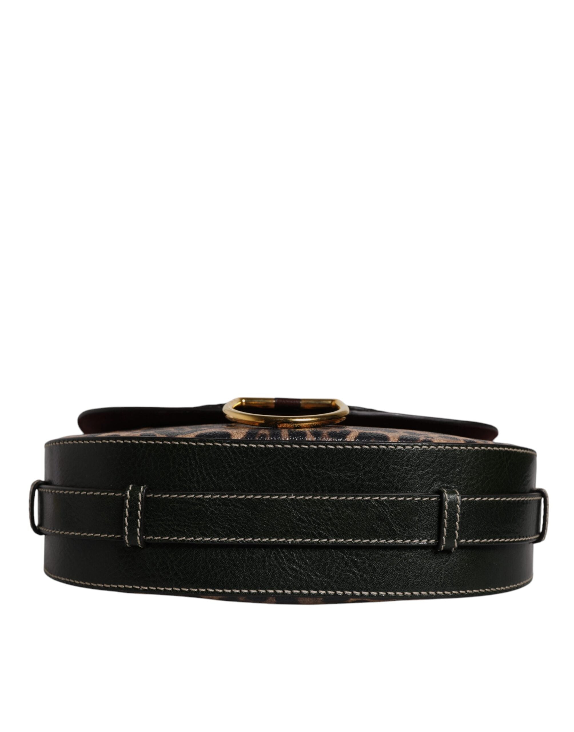 Geantă de umăr Dolce & Gabbana cu imprimeu leopard negru și maro