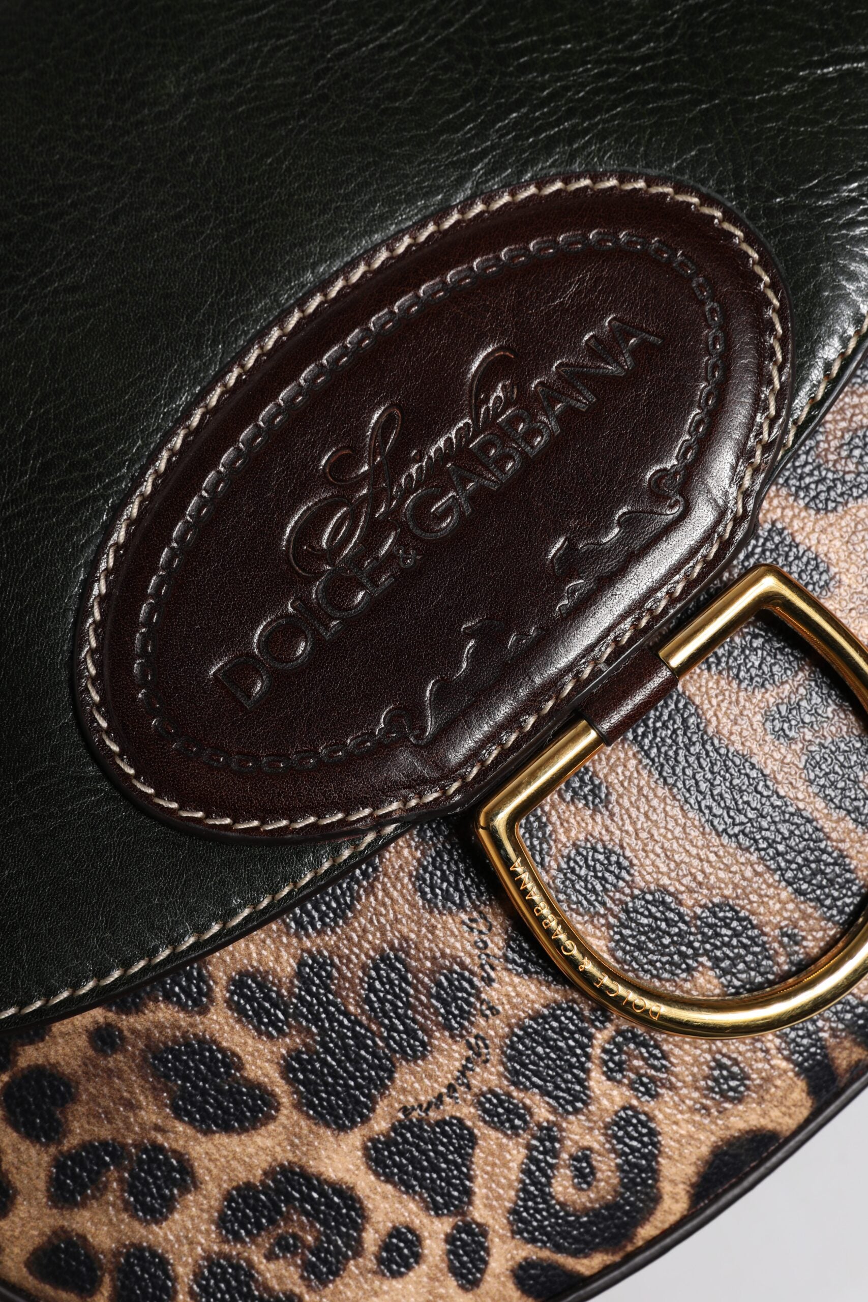 Geantă de umăr Dolce & Gabbana cu imprimeu leopard negru și maro
