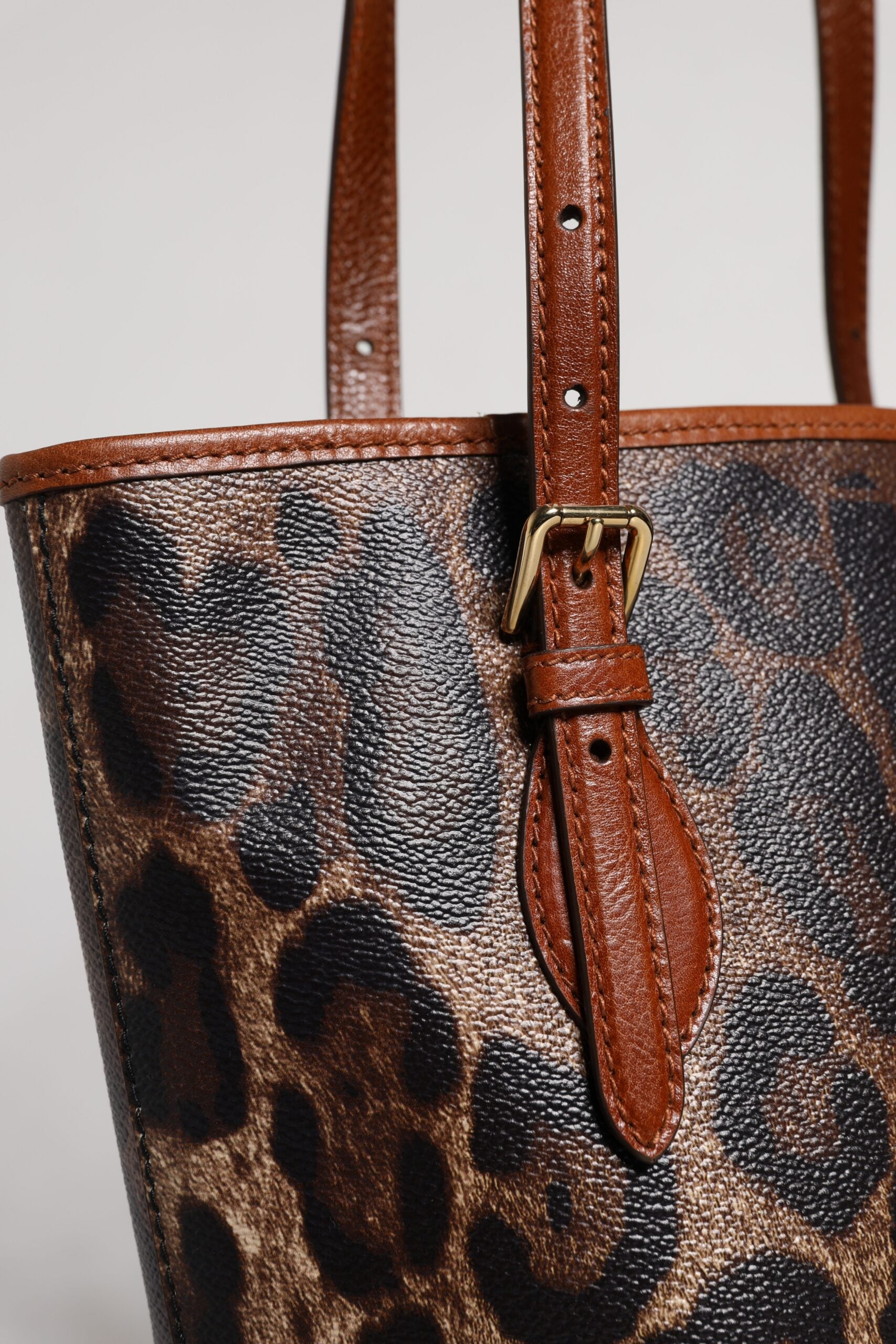 Geantă de umăr Dolce & Gabbana din piele maro cu imprimeu leopard