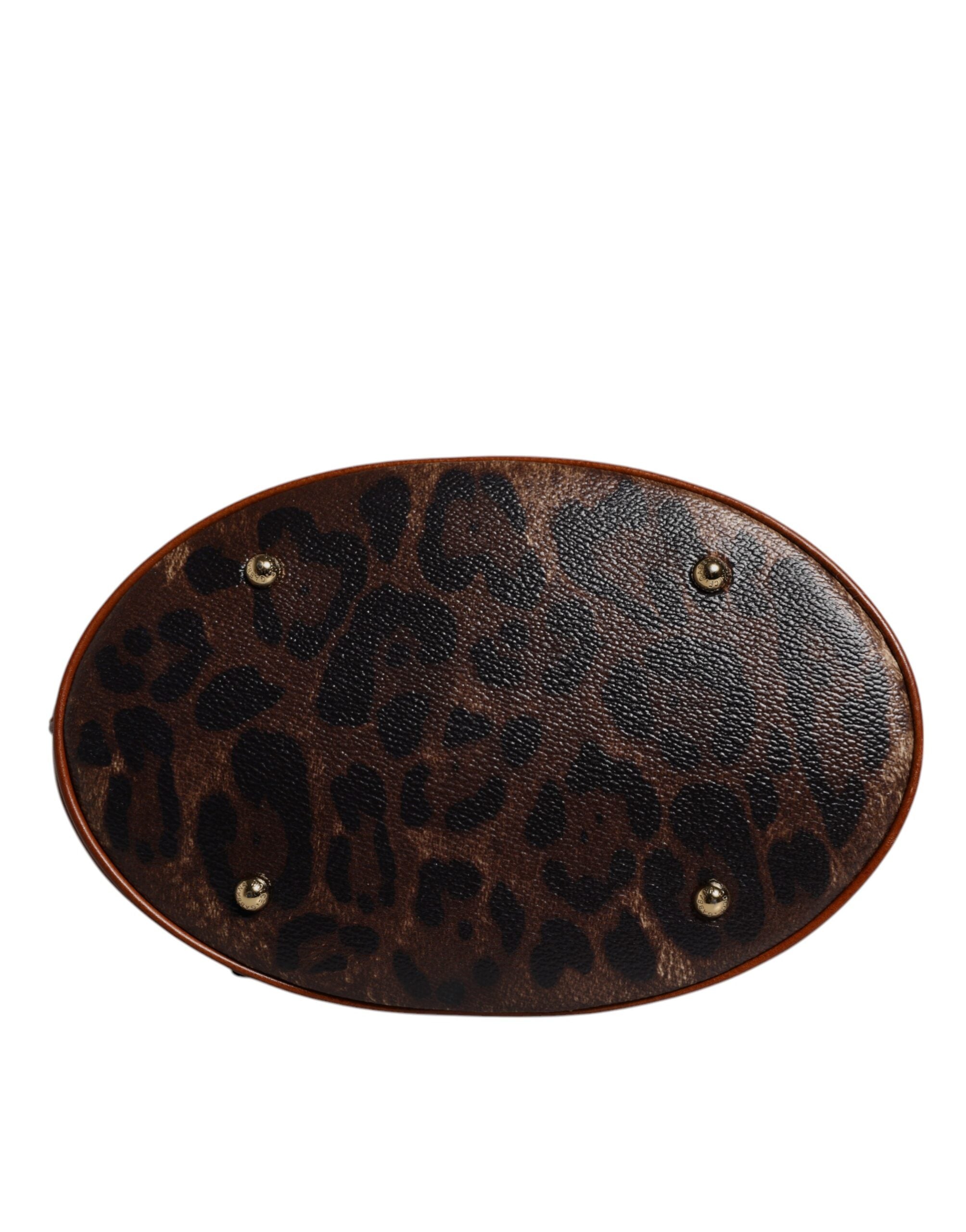 Geantă de umăr Dolce & Gabbana din piele maro cu imprimeu leopard