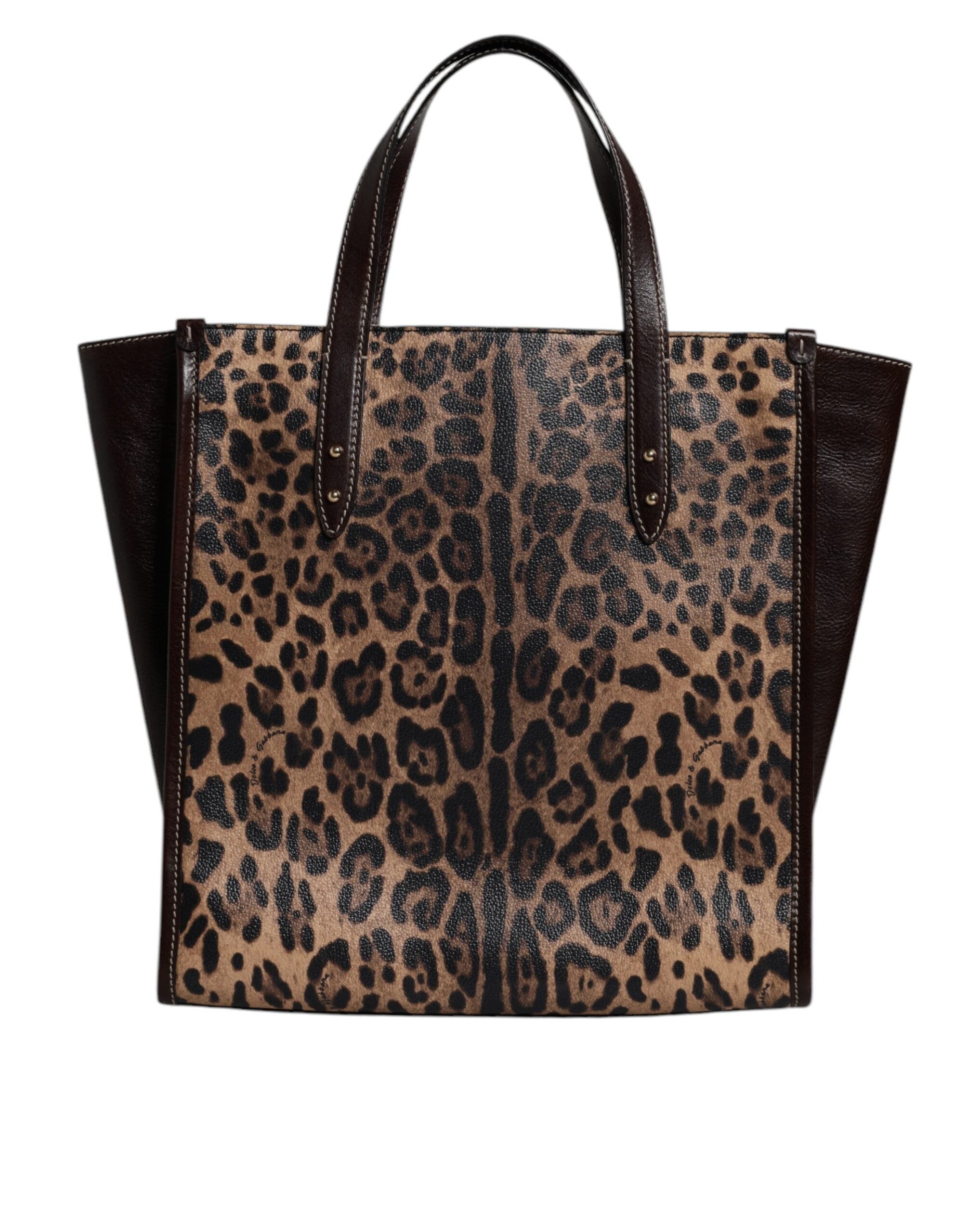 Geantă de umăr Dolce & Gabbana din piele maro cu imprimeu leopard