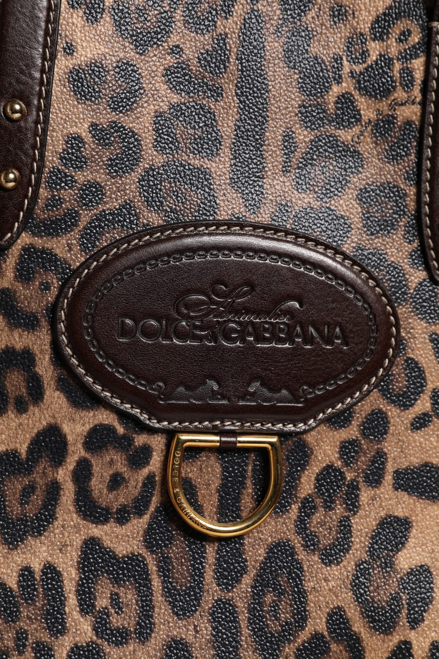 Geantă de umăr Dolce & Gabbana din piele maro cu imprimeu leopard