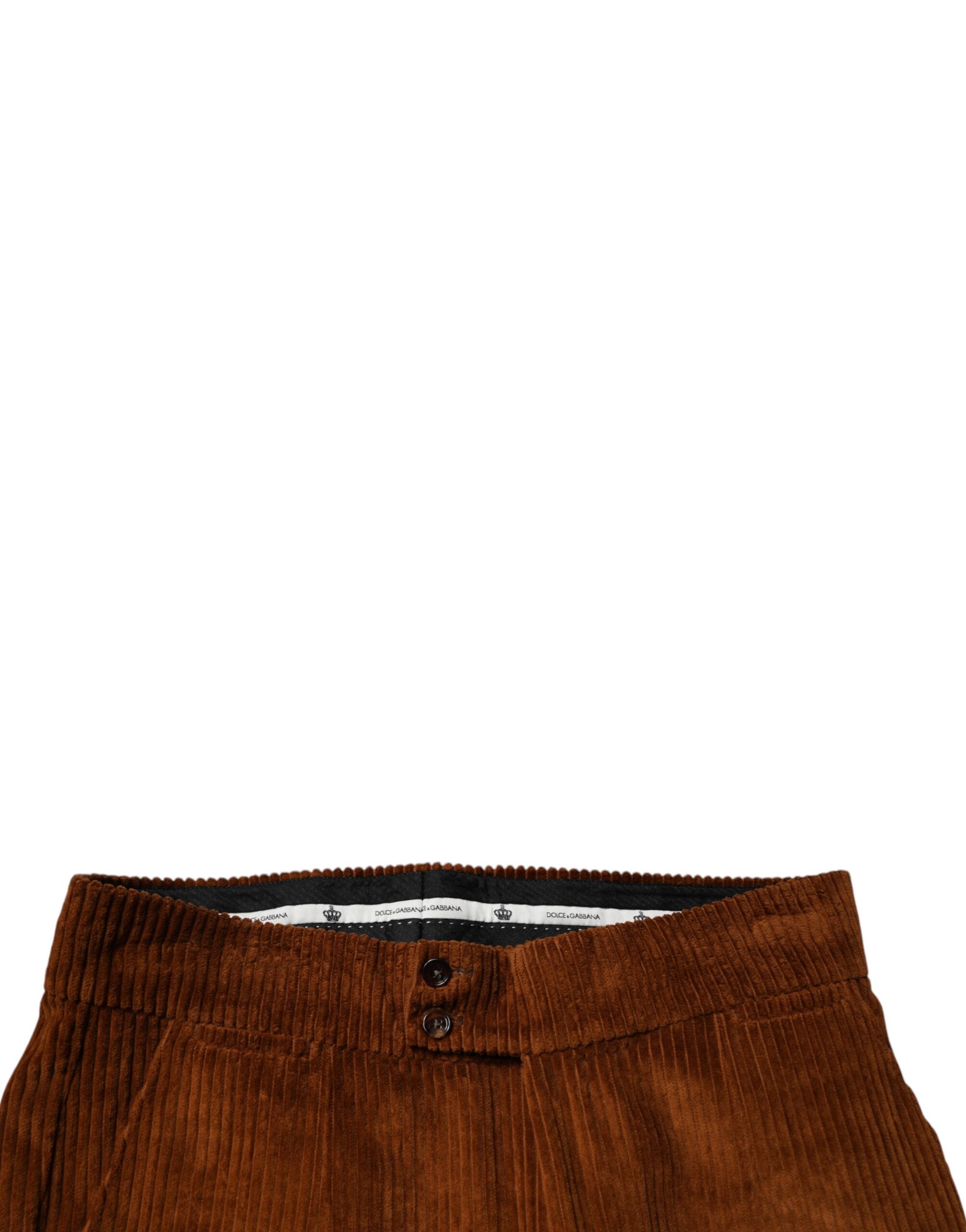 Blugi skinny din denim maro închis din catifea reiată din bumbac Dolce & Gabbana