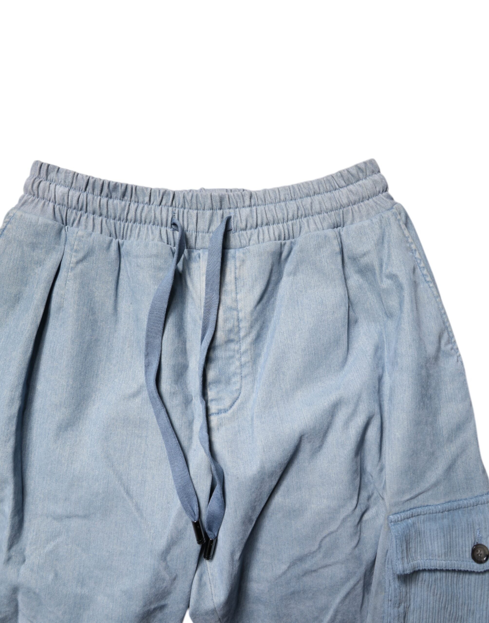 Pantaloni cargo Dolce & Gabbana din bumbac albastru deschis pentru bărbați