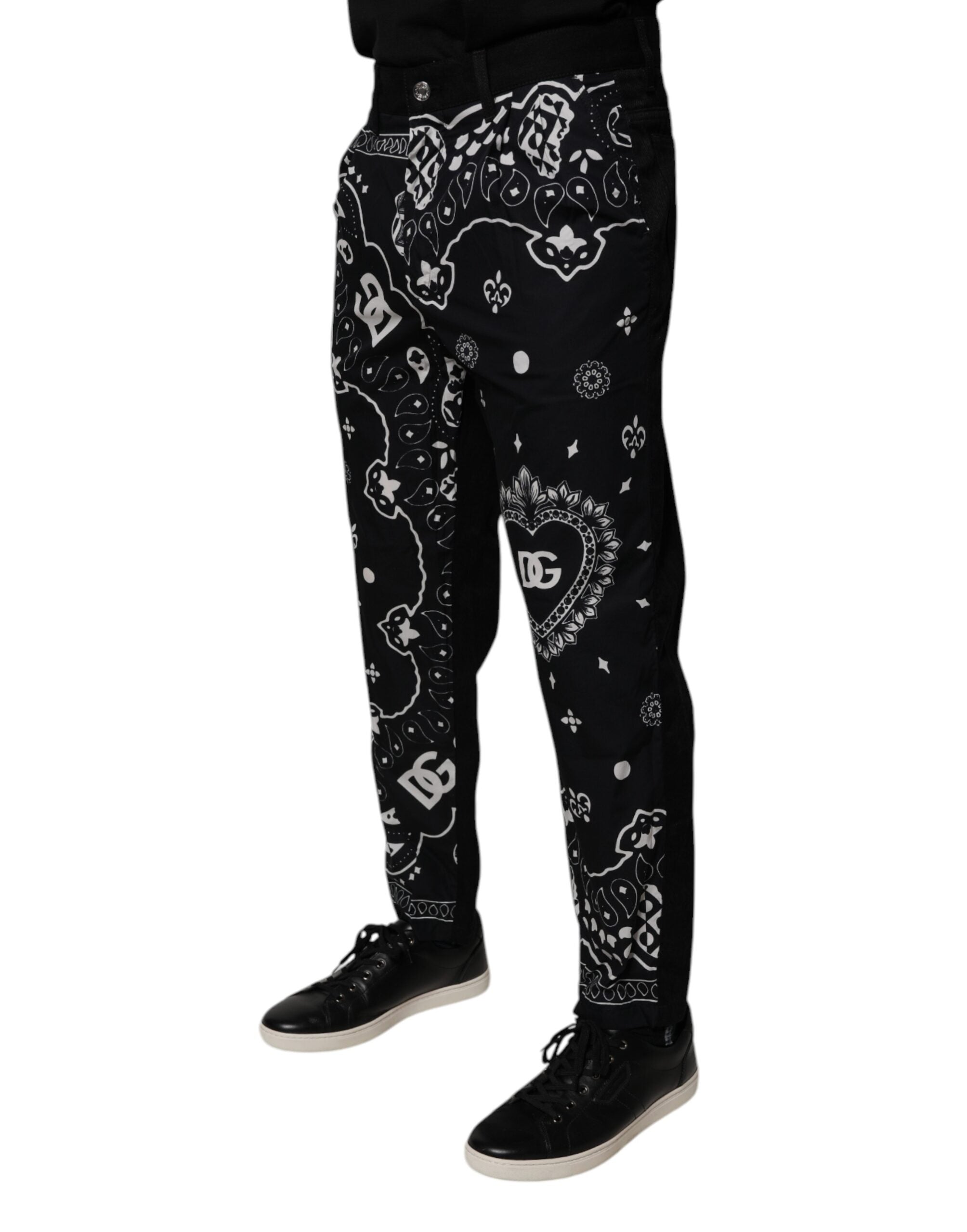 Blugi Dolce & Gabbana negri cu logo bandană din bumbac - Denim lejer