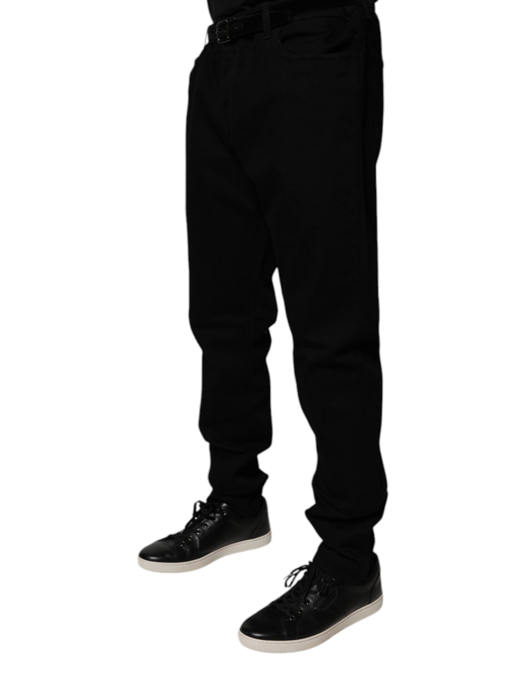 Blugi Dolce & Gabbana negri din bumbac elastic, croială slim fit