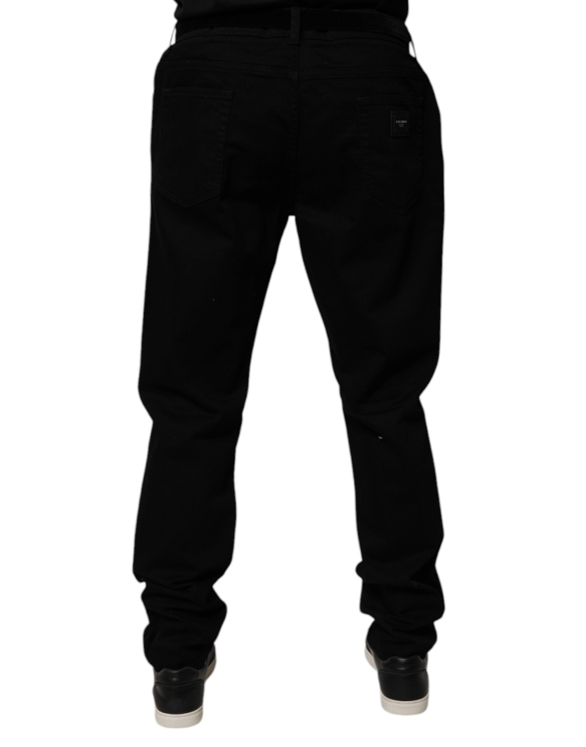 Blugi Dolce & Gabbana negri din bumbac elastic, croială slim fit