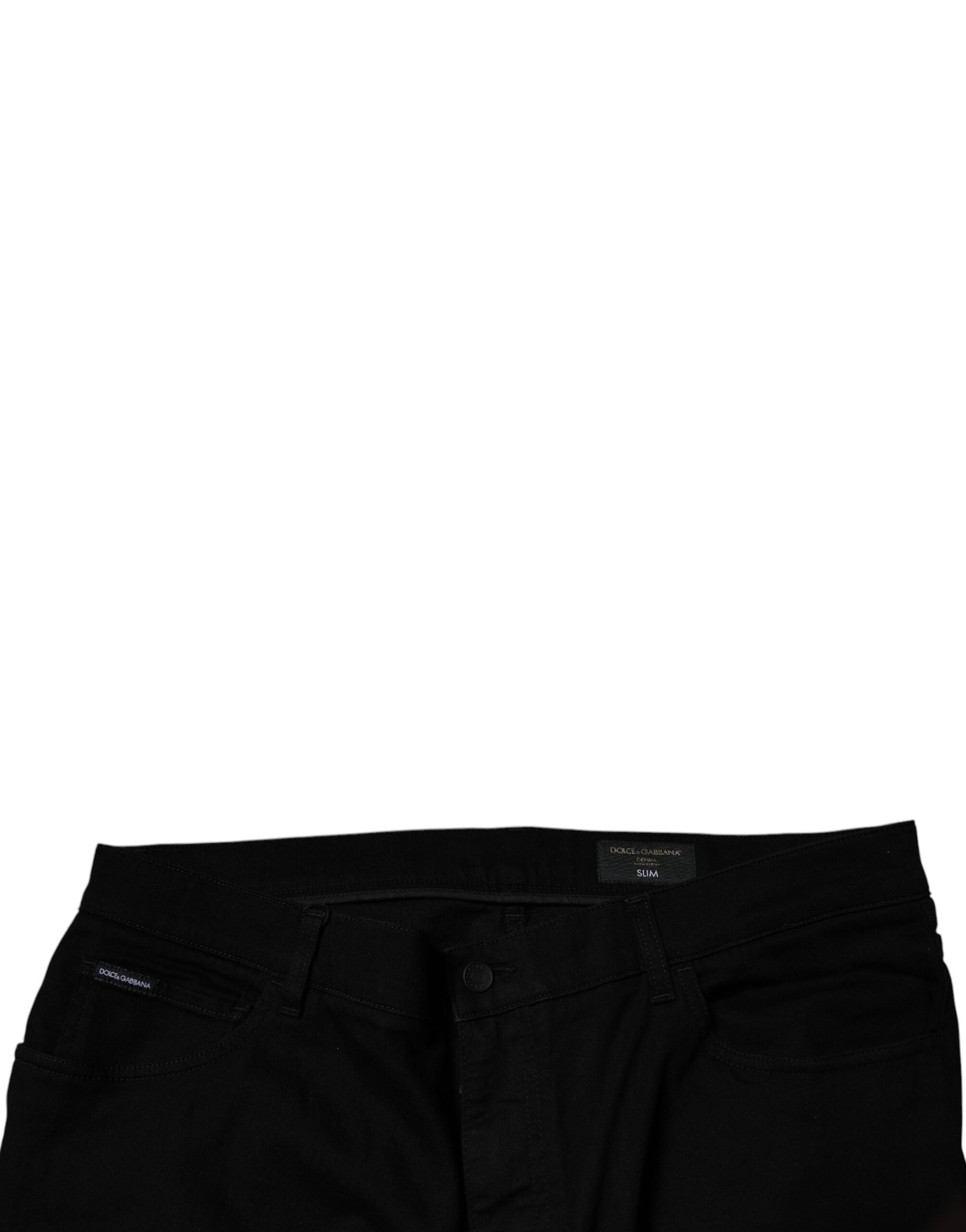 Blugi Dolce & Gabbana negri din bumbac elastic, croială slim fit