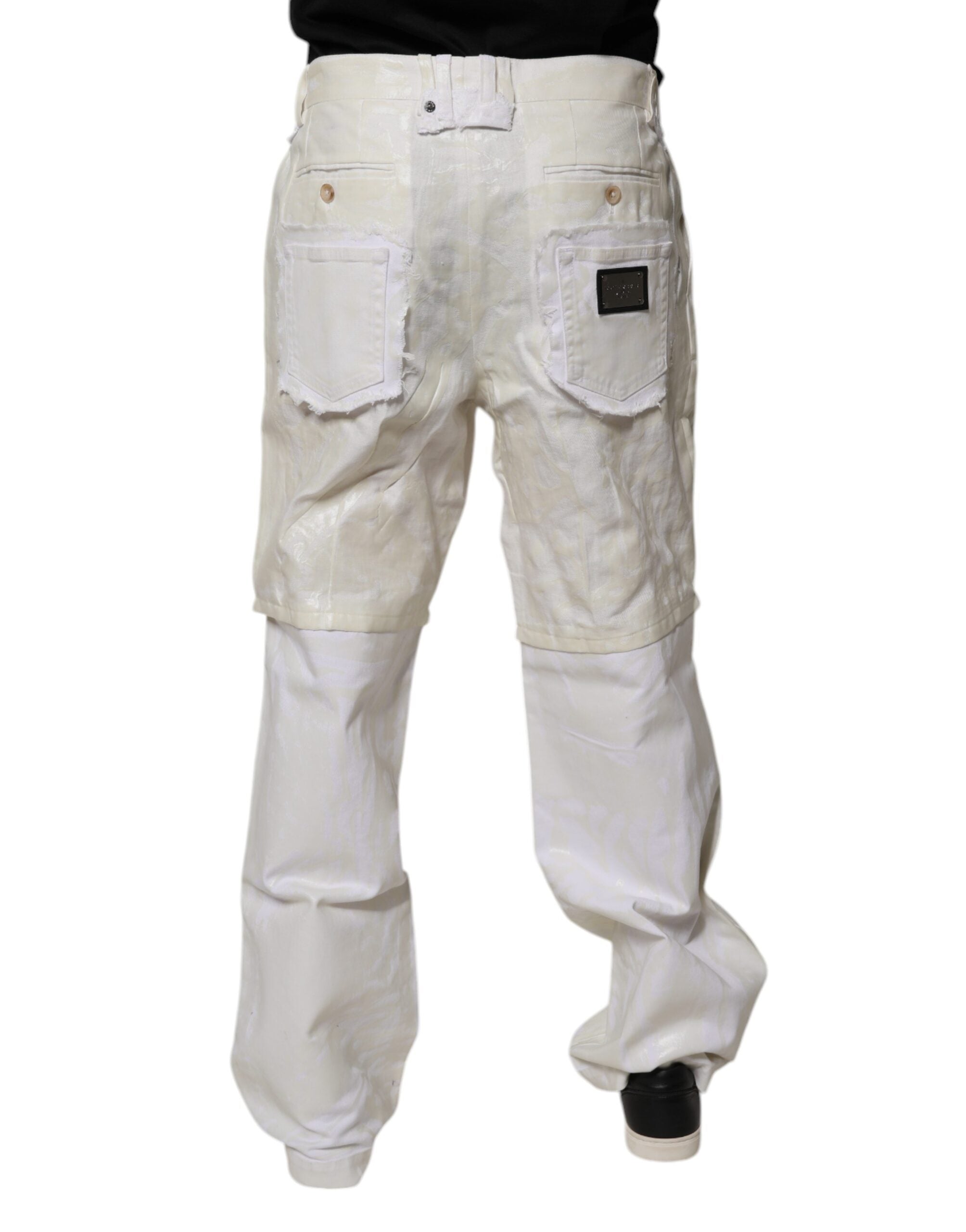 Blugi Dolce & Gabbana din denim alb, cu talie medie, drepți, pentru bărbați