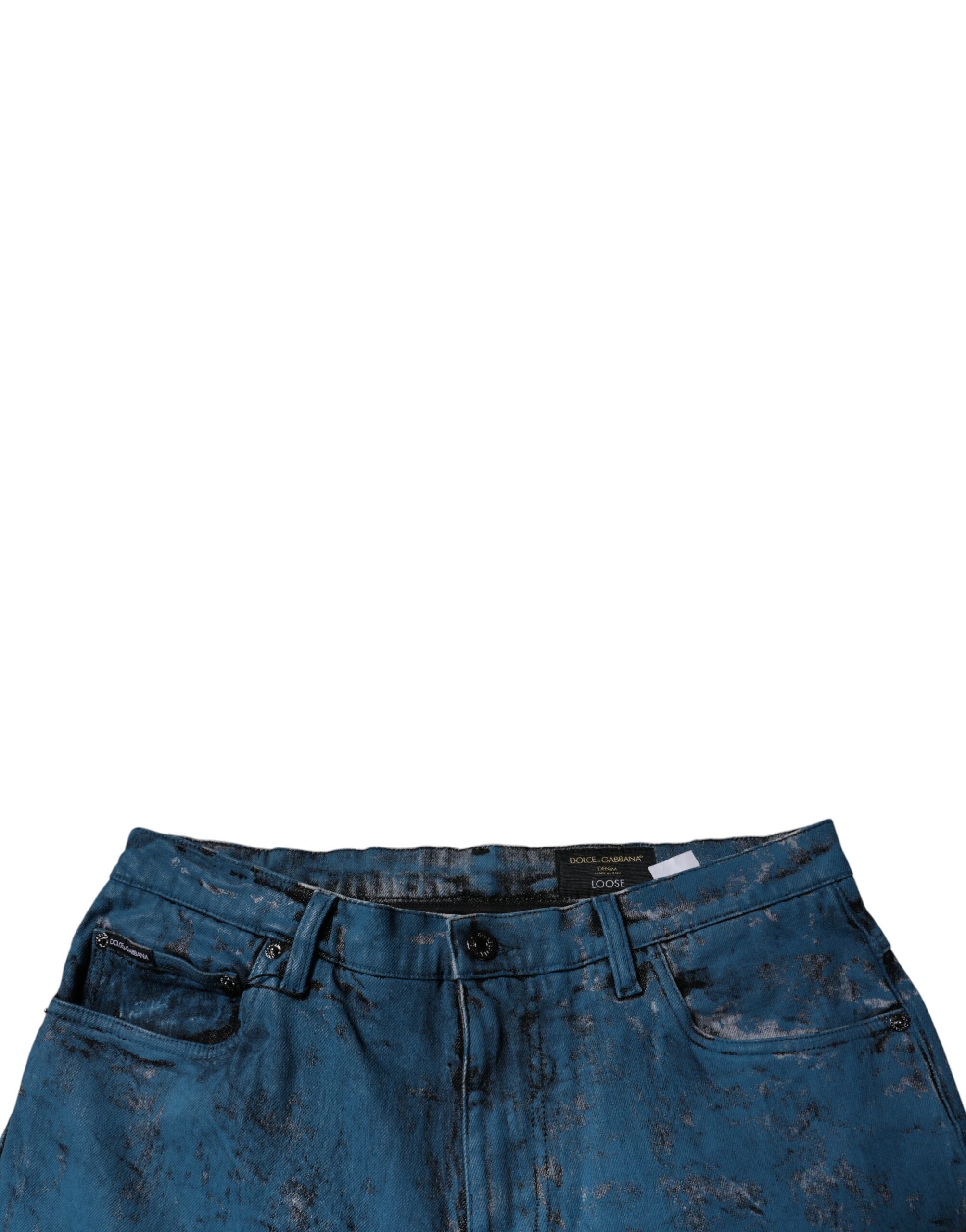 Blugi skinny din denim pentru bărbați, vopsiți în albastru, din bumbac, Dolce & Gabbana