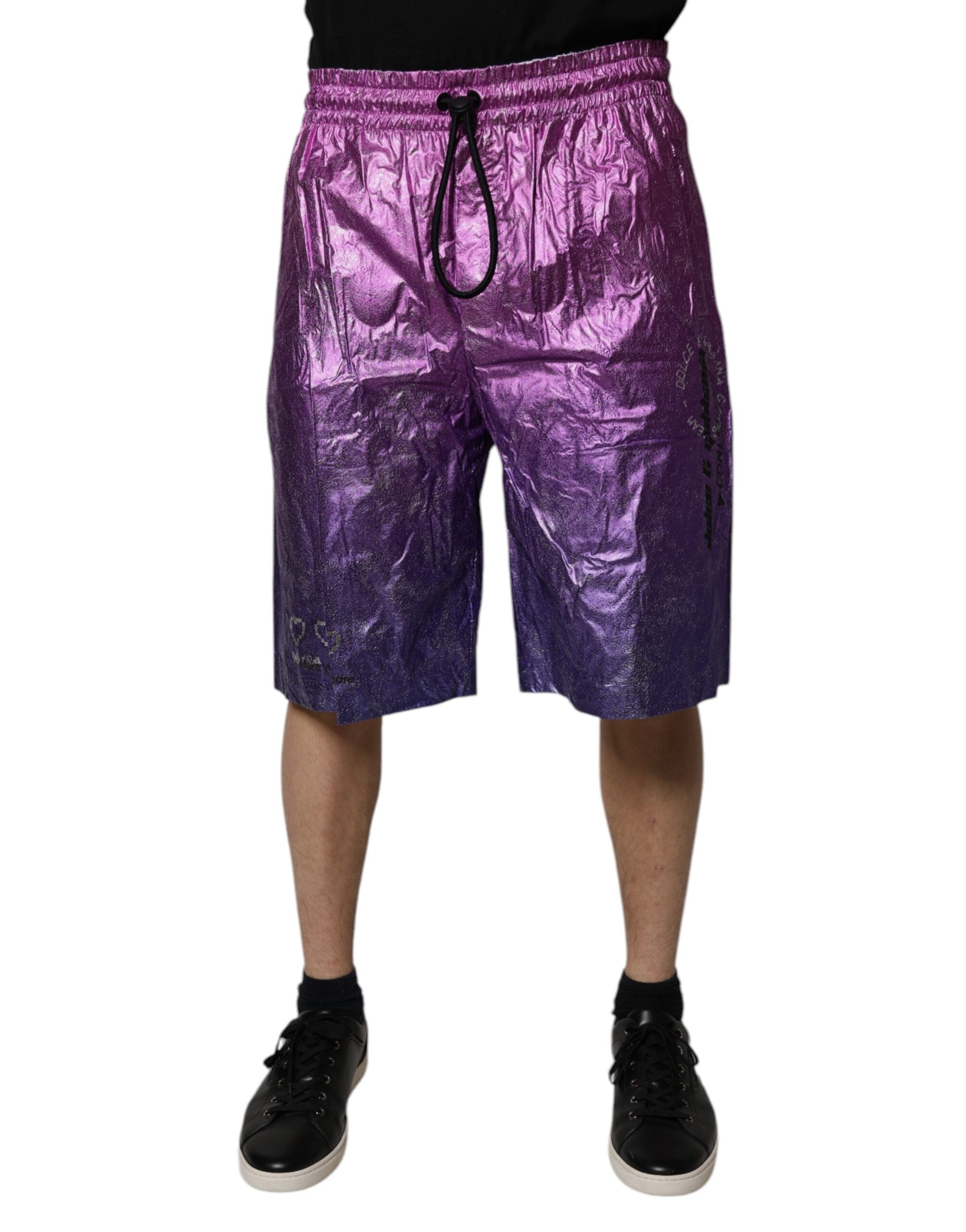 Pantaloni scurți Dolce & Gabbana Bermuda în două tonuri, roz metalizat, violet