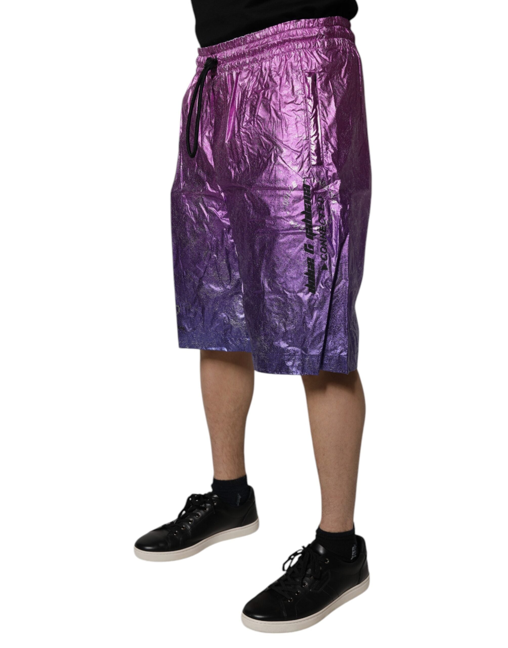 Pantaloni scurți Dolce & Gabbana Bermuda în două tonuri, roz metalizat, violet