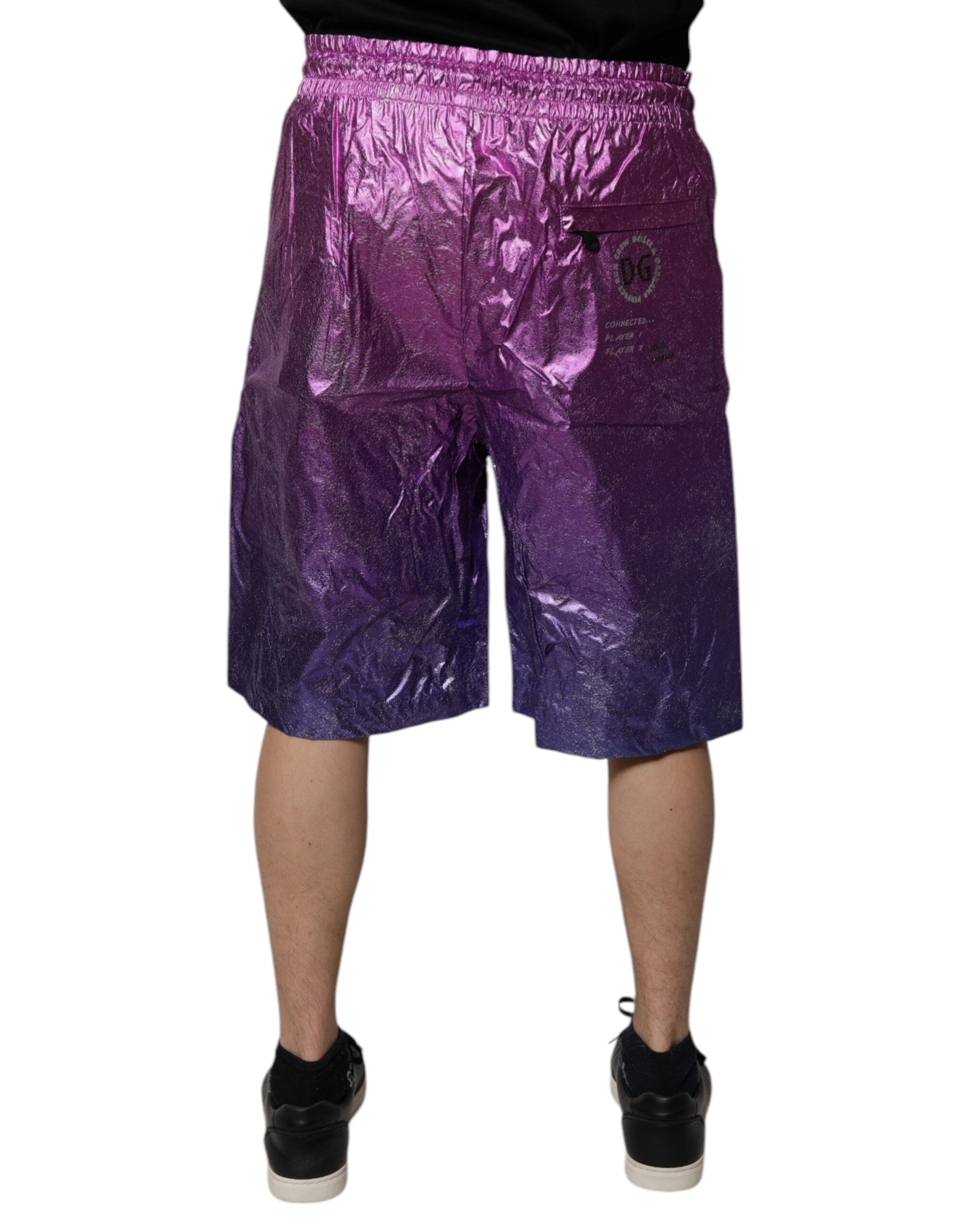Pantaloni scurți Dolce & Gabbana Bermuda în două tonuri, roz metalizat, violet