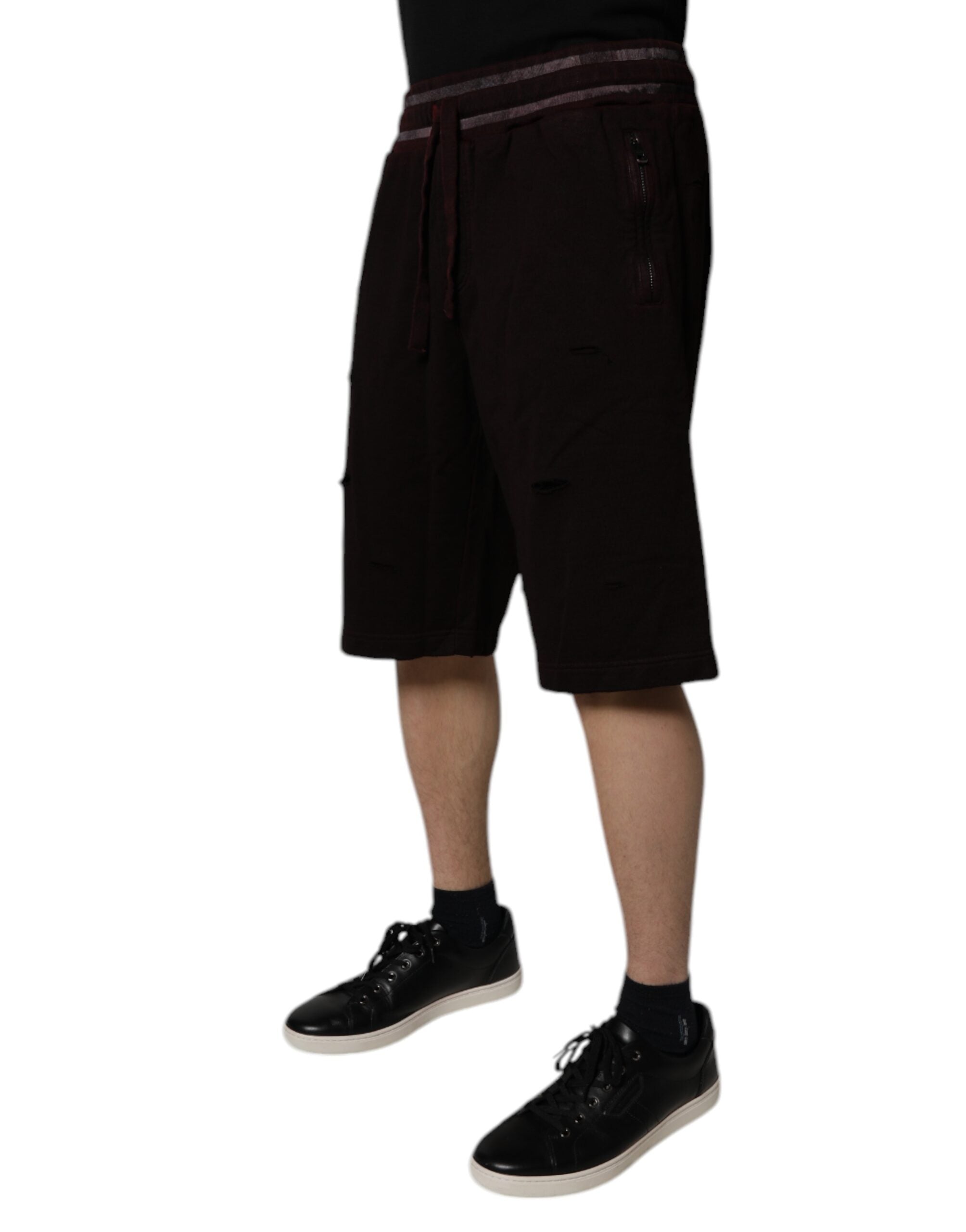 Dolce & Gabbana – Bermudashorts aus Baumwolle mit Logo-Schild in Kastanienbraun für Herren