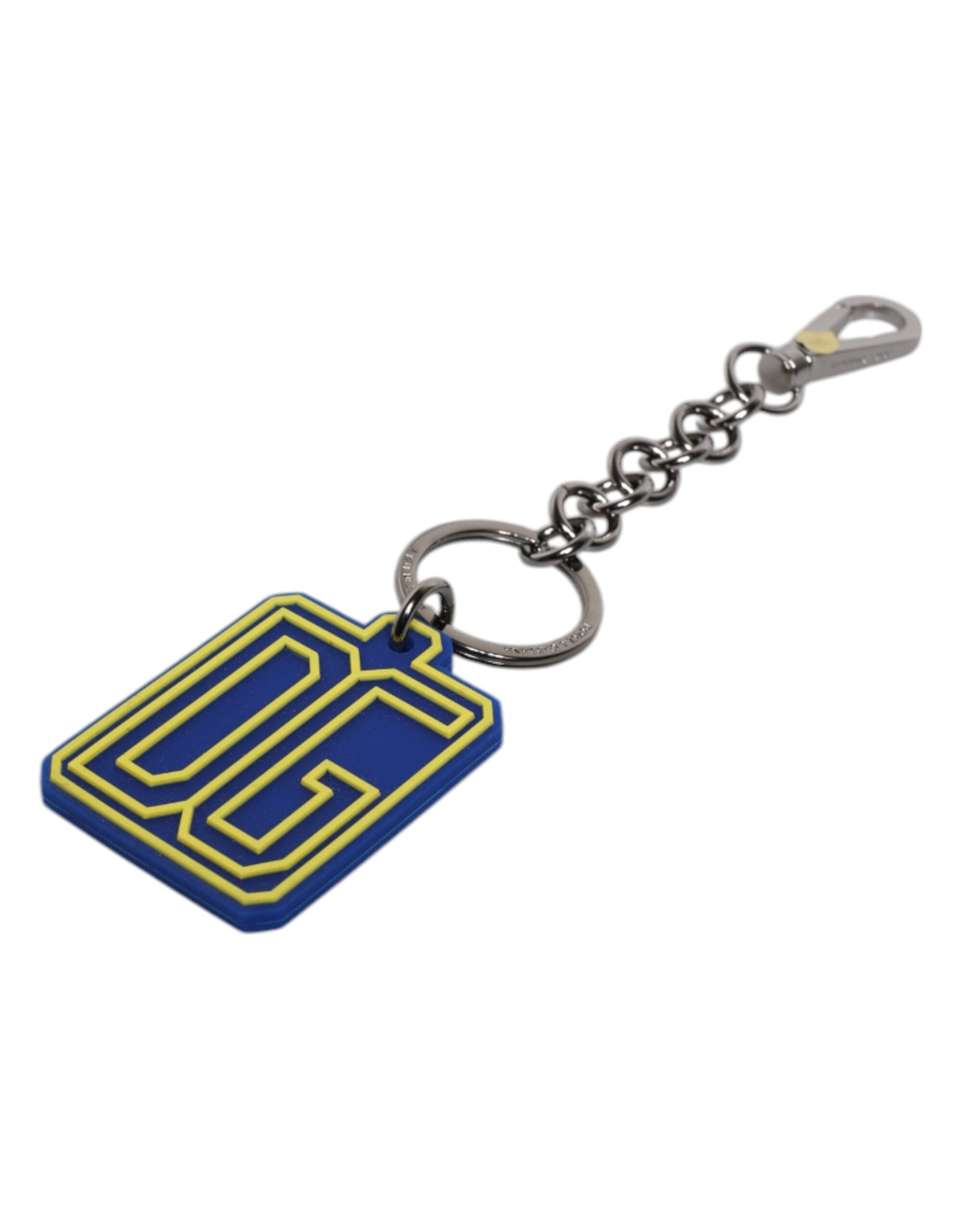 Breloc Dolce & Gabbana Albastru Galben DG Rubber Logo Argintiu pentru bărbați