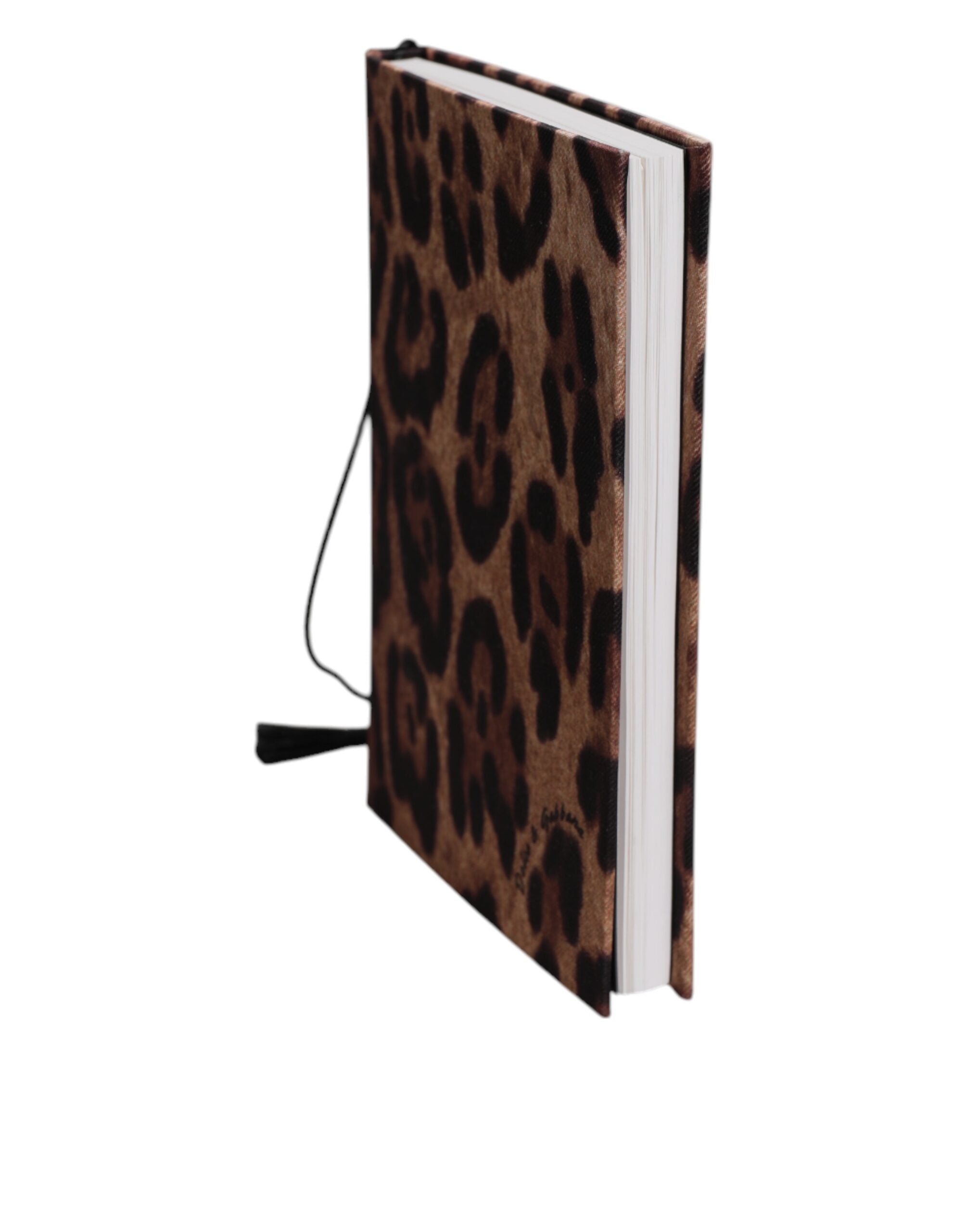 Dolce & Gabbana Braun-Schwarzes Polyester-Notizbuch mit Leoparden-Logo
