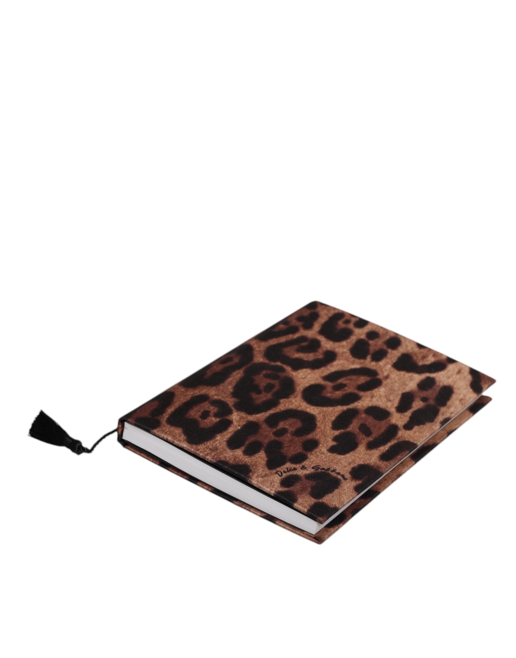 Dolce & Gabbana Braun-Schwarzes Polyester-Notizbuch mit Leoparden-Logo