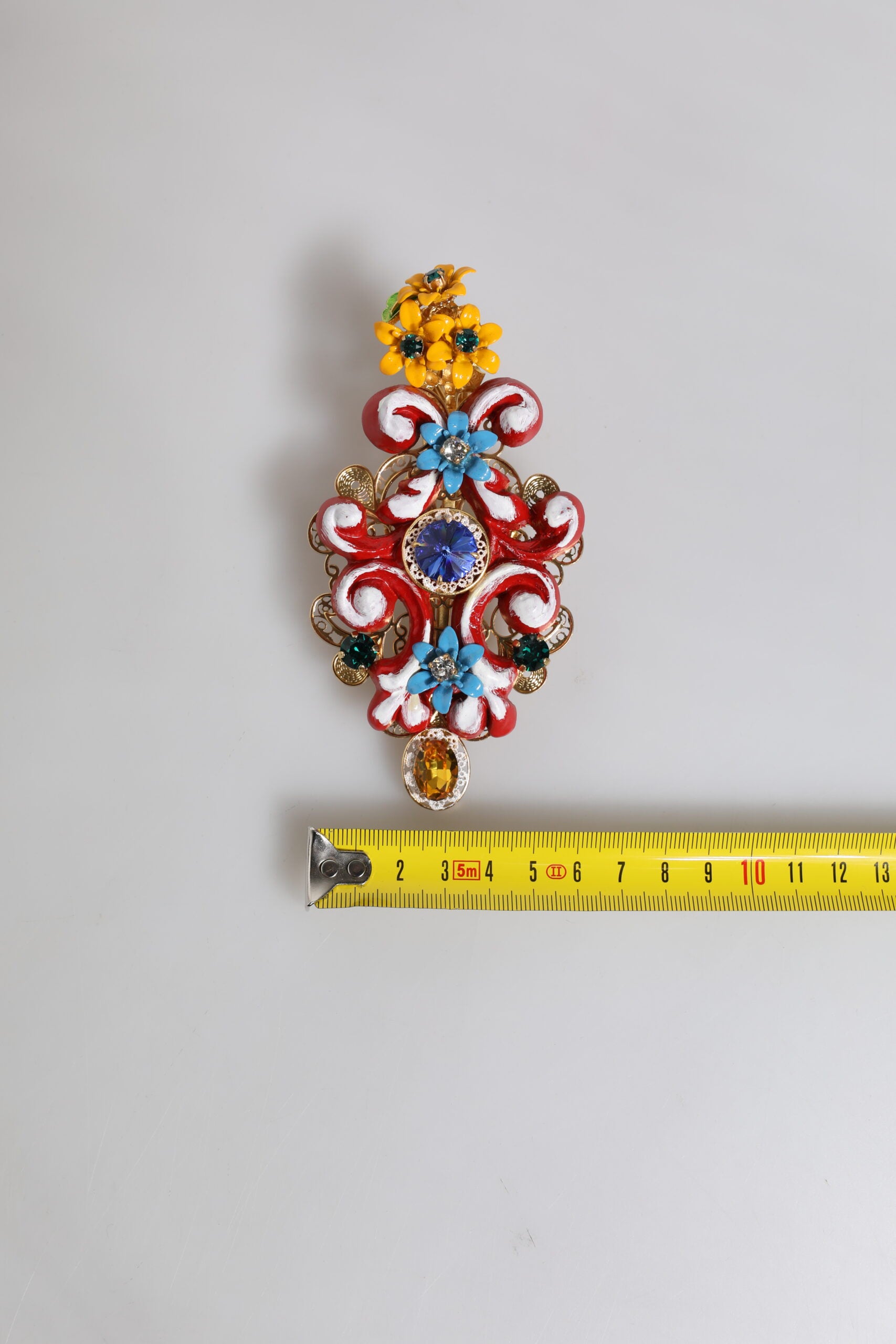 Dolce & Gabbana Multicolor Spring CARRETTO Haarspange aus goldenem Messing mit Kristallen