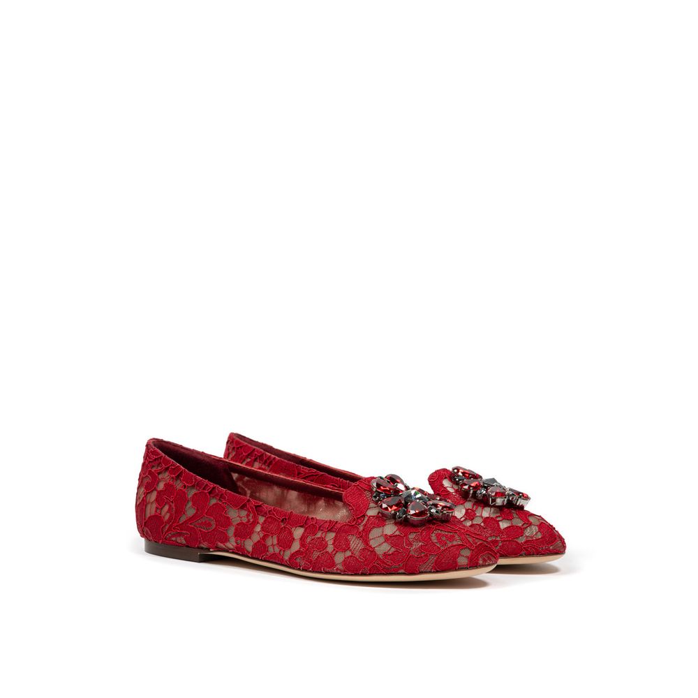Dolce & Gabbana – Flache Schuhe aus roter Viskose