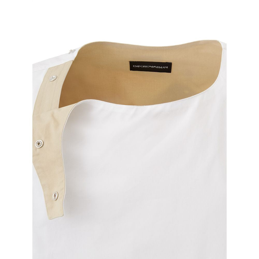 Pulover Emporio Armani din bumbac alb