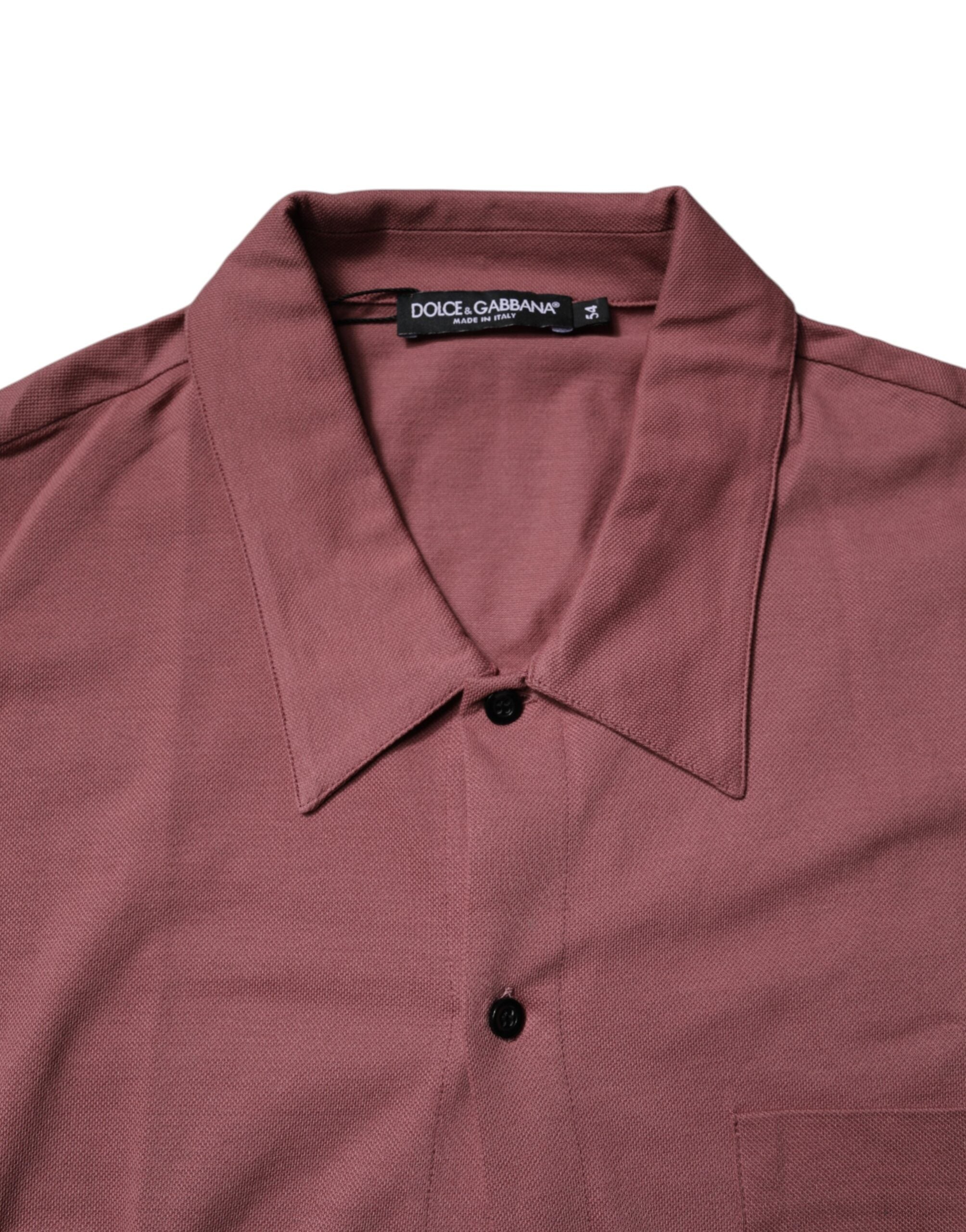 Dolce & Gabbana Tricou polo casual roz închis cu nasturi pentru bărbați