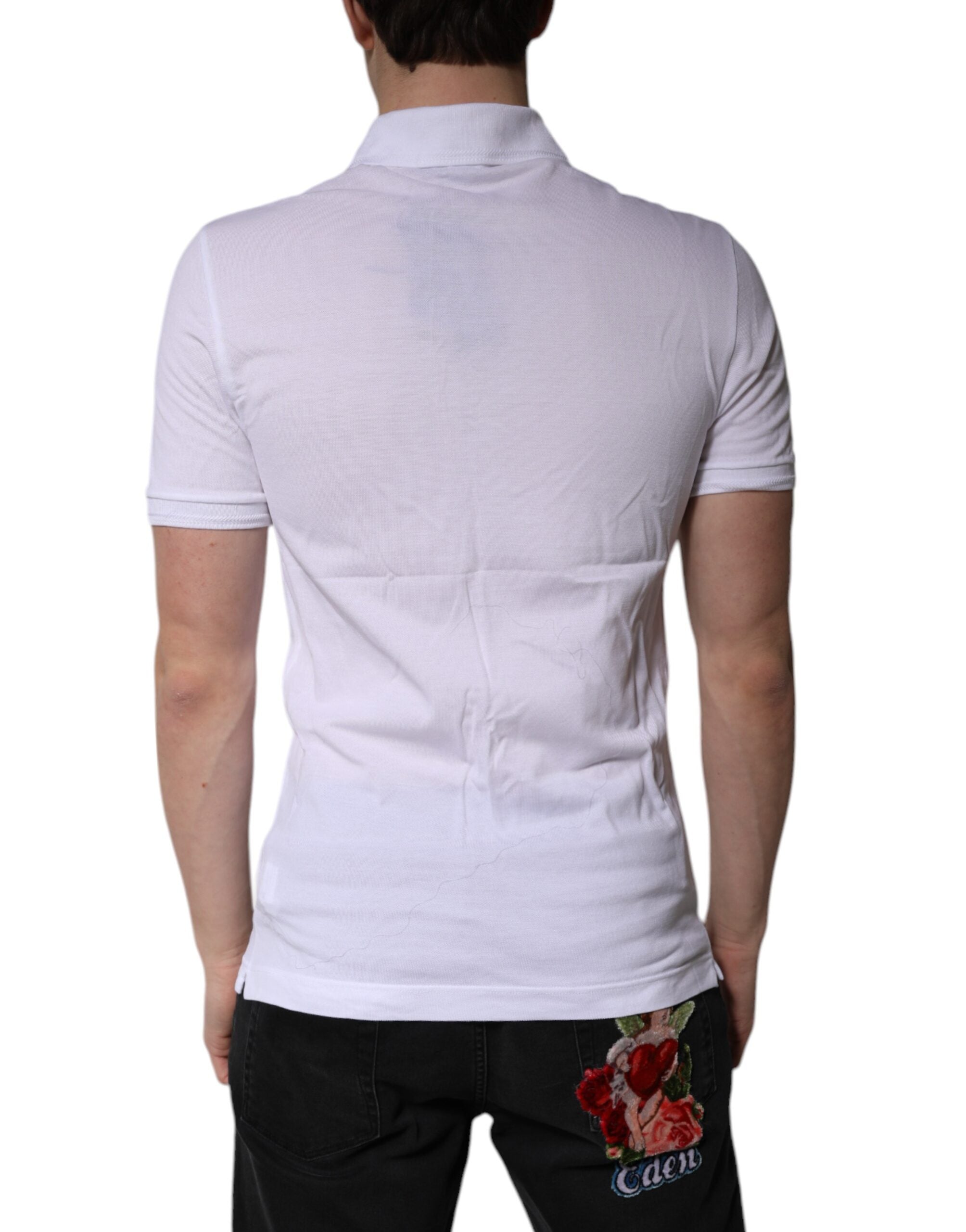 Dolce & Gabbana – Weißes Poloshirt aus Baumwolle mit Logo und Kragen