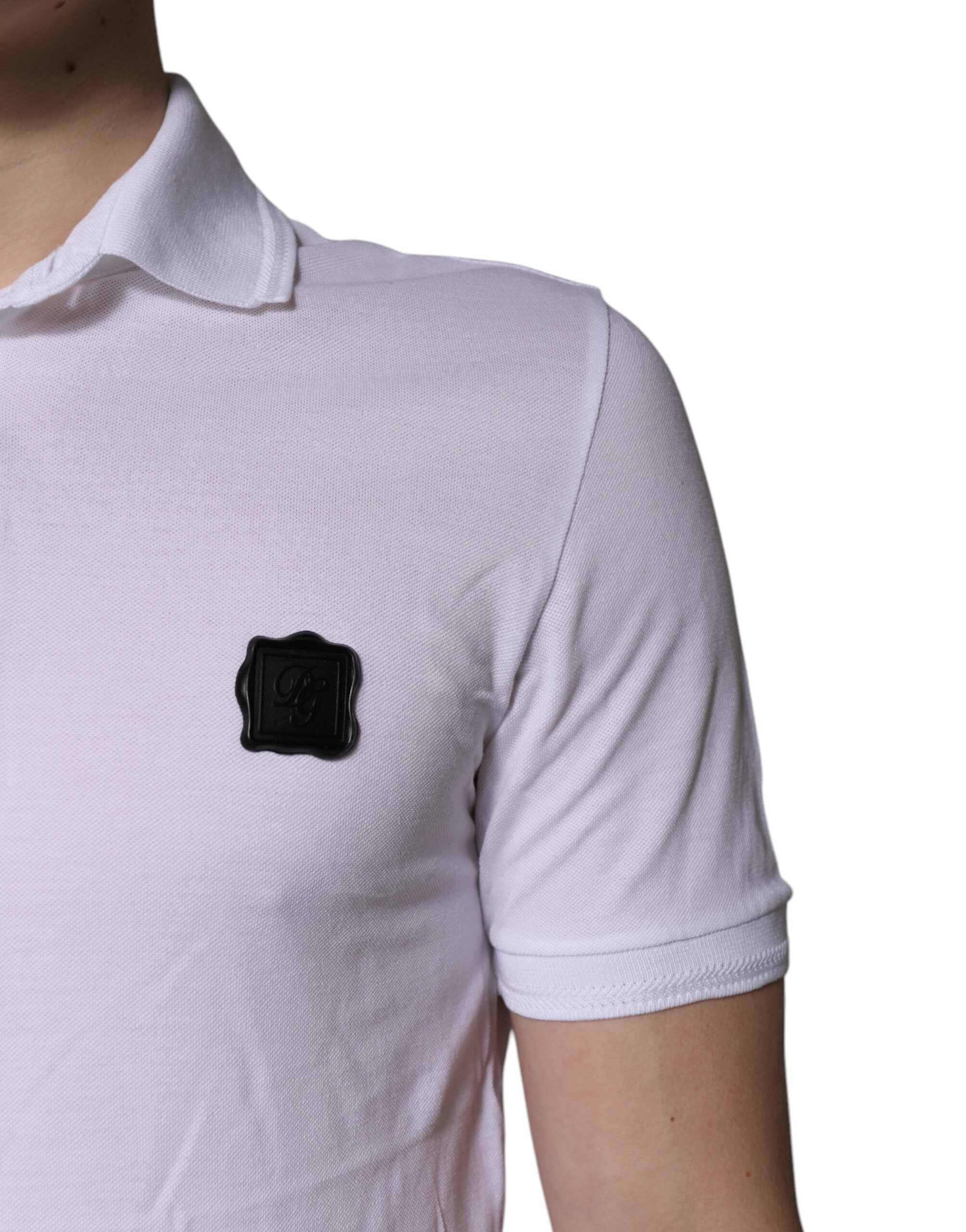 Dolce & Gabbana – Weißes Poloshirt aus Baumwolle mit Logo und Kragen
