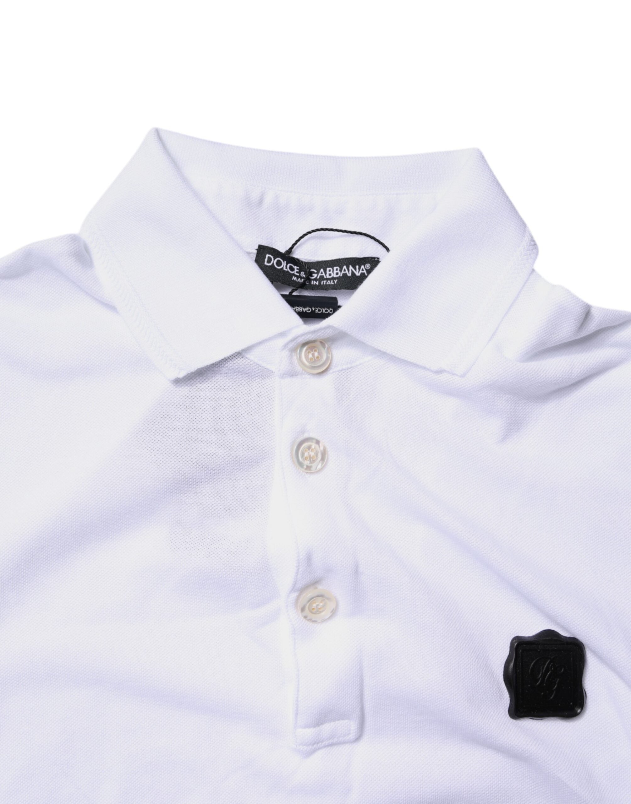 Dolce & Gabbana – Weißes Poloshirt aus Baumwolle mit Logo und Kragen