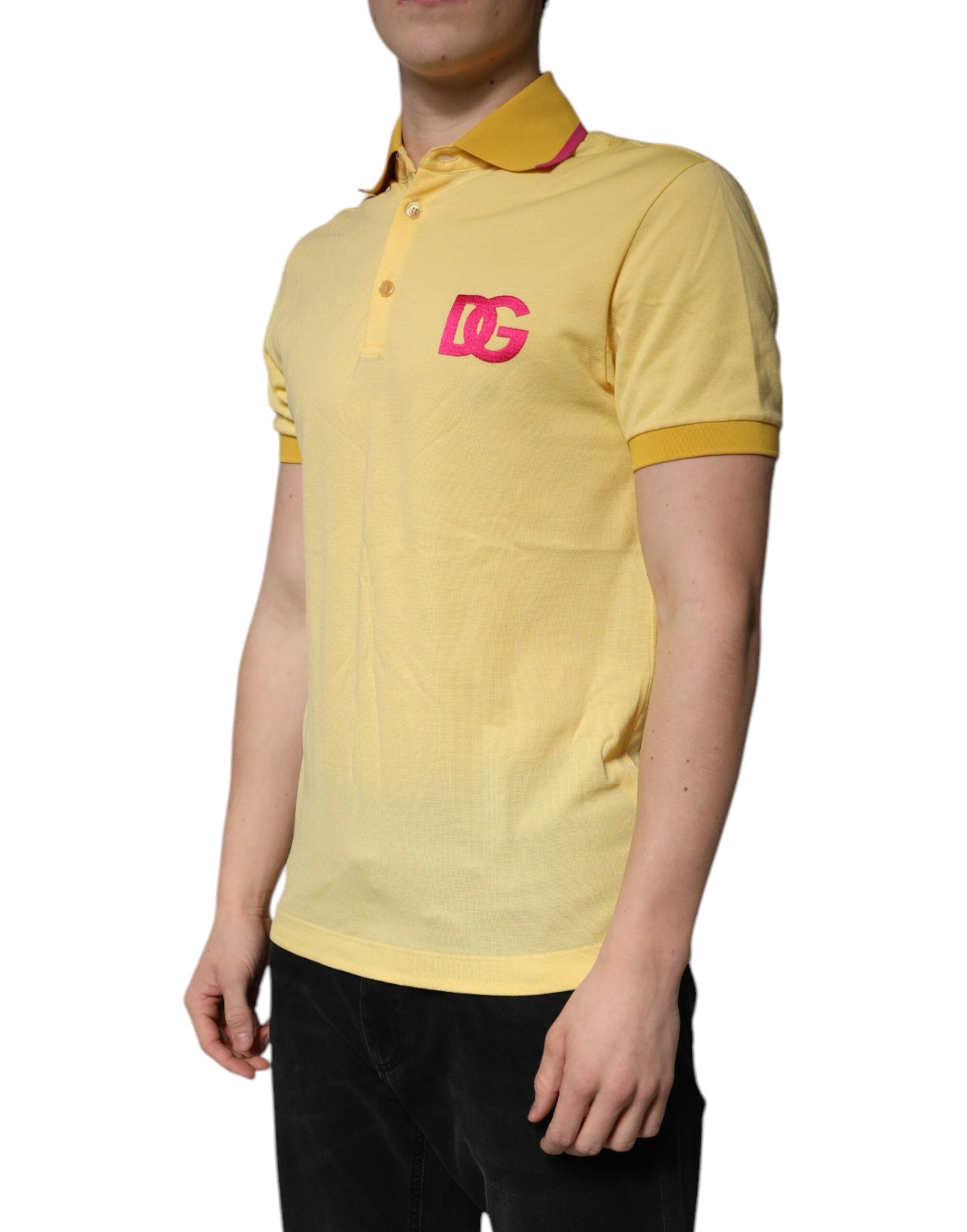 Dolce & Gabbana – Gelbes Poloshirt aus Baumwolle mit Logo und Kragen