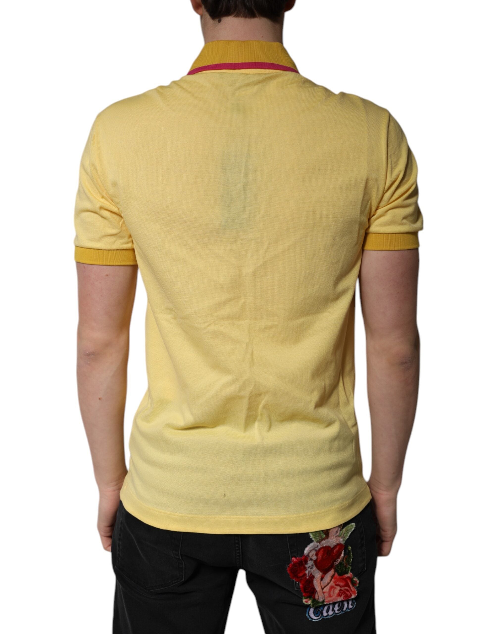 Dolce & Gabbana – Gelbes Poloshirt aus Baumwolle mit Logo und Kragen