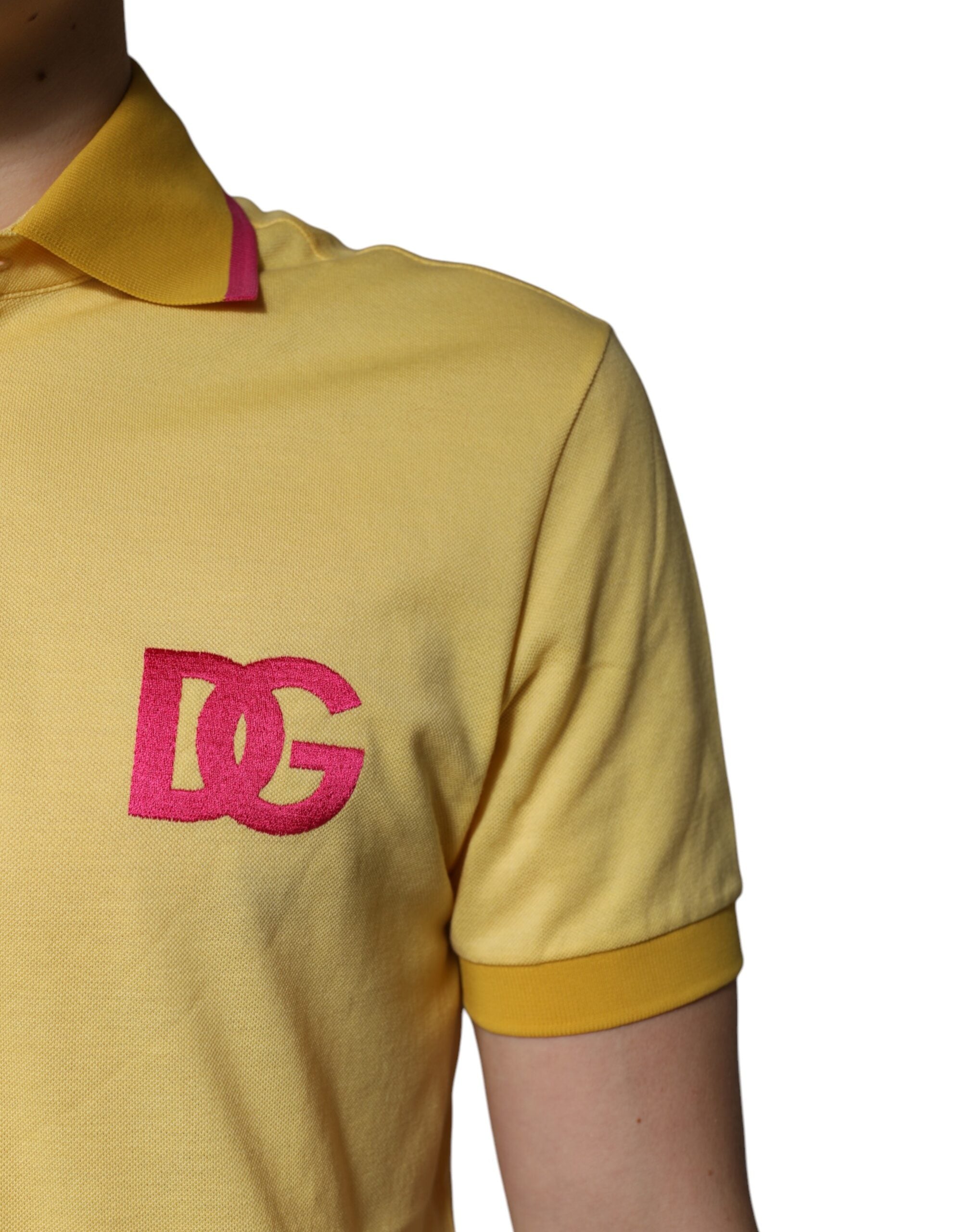 Dolce & Gabbana – Gelbes Poloshirt aus Baumwolle mit Logo und Kragen