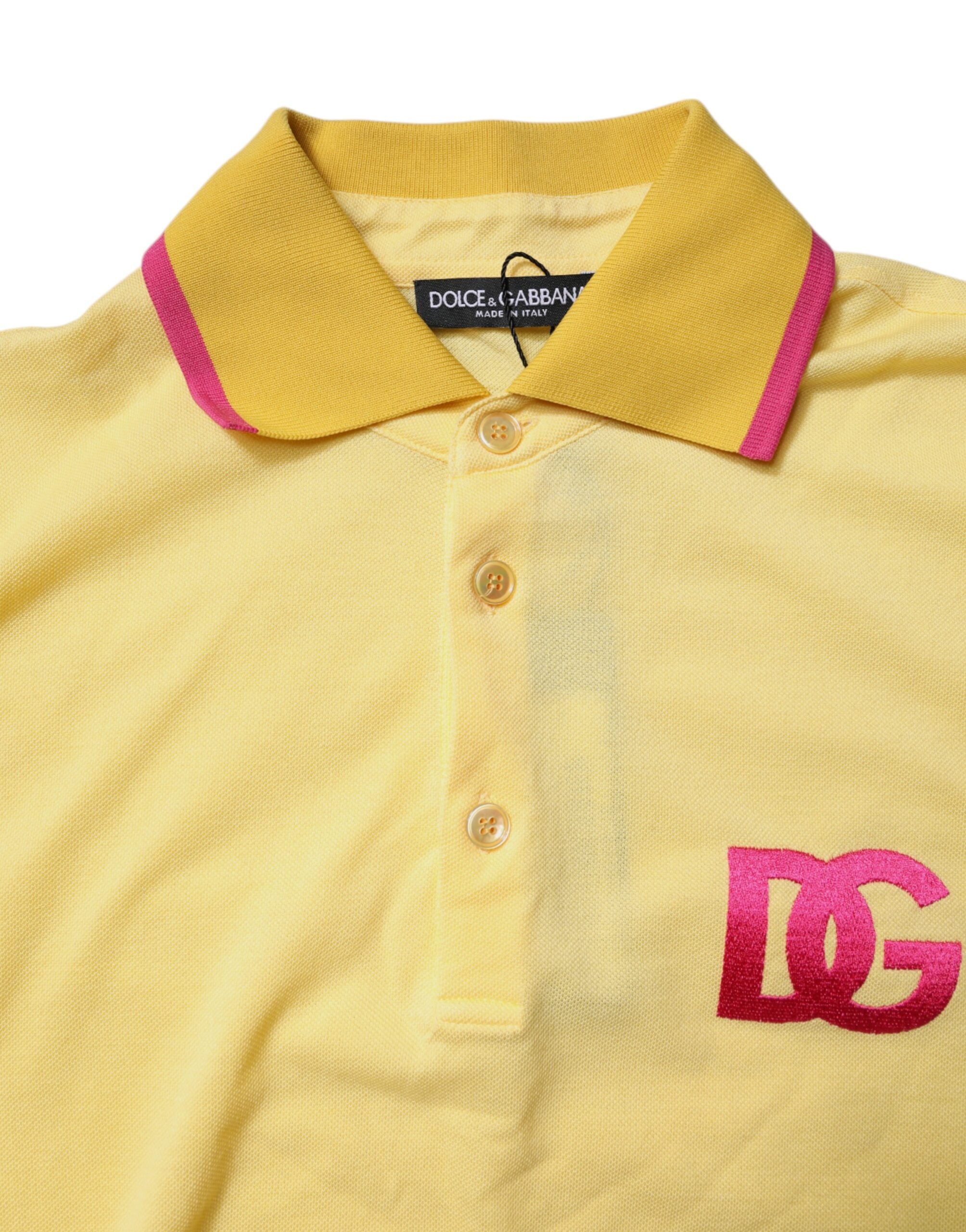 Dolce & Gabbana – Gelbes Poloshirt aus Baumwolle mit Logo und Kragen
