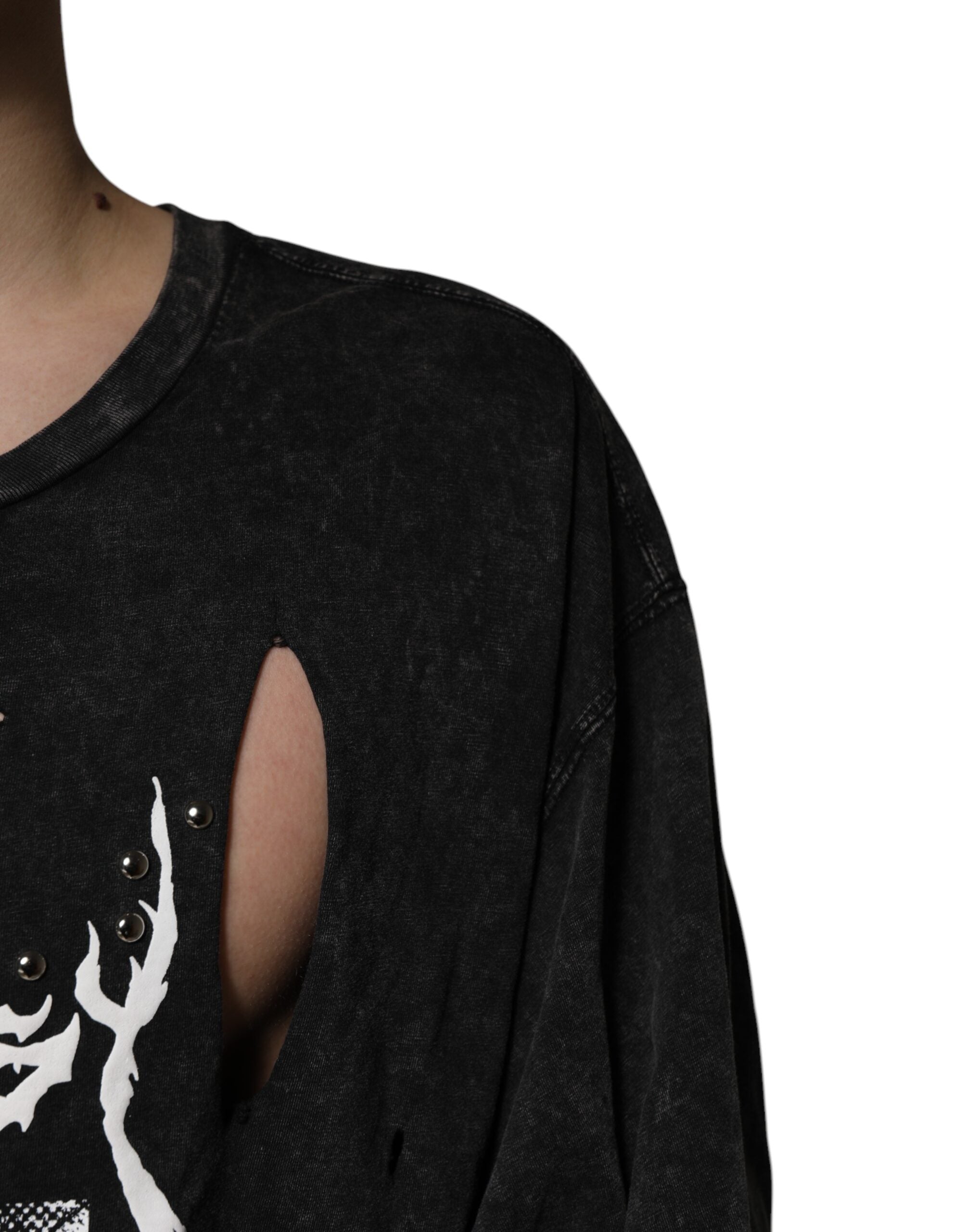 Dolce & Gabbana – Schwarzes Baumwoll-T-Shirt mit Rundhalsausschnitt und grafischem Print