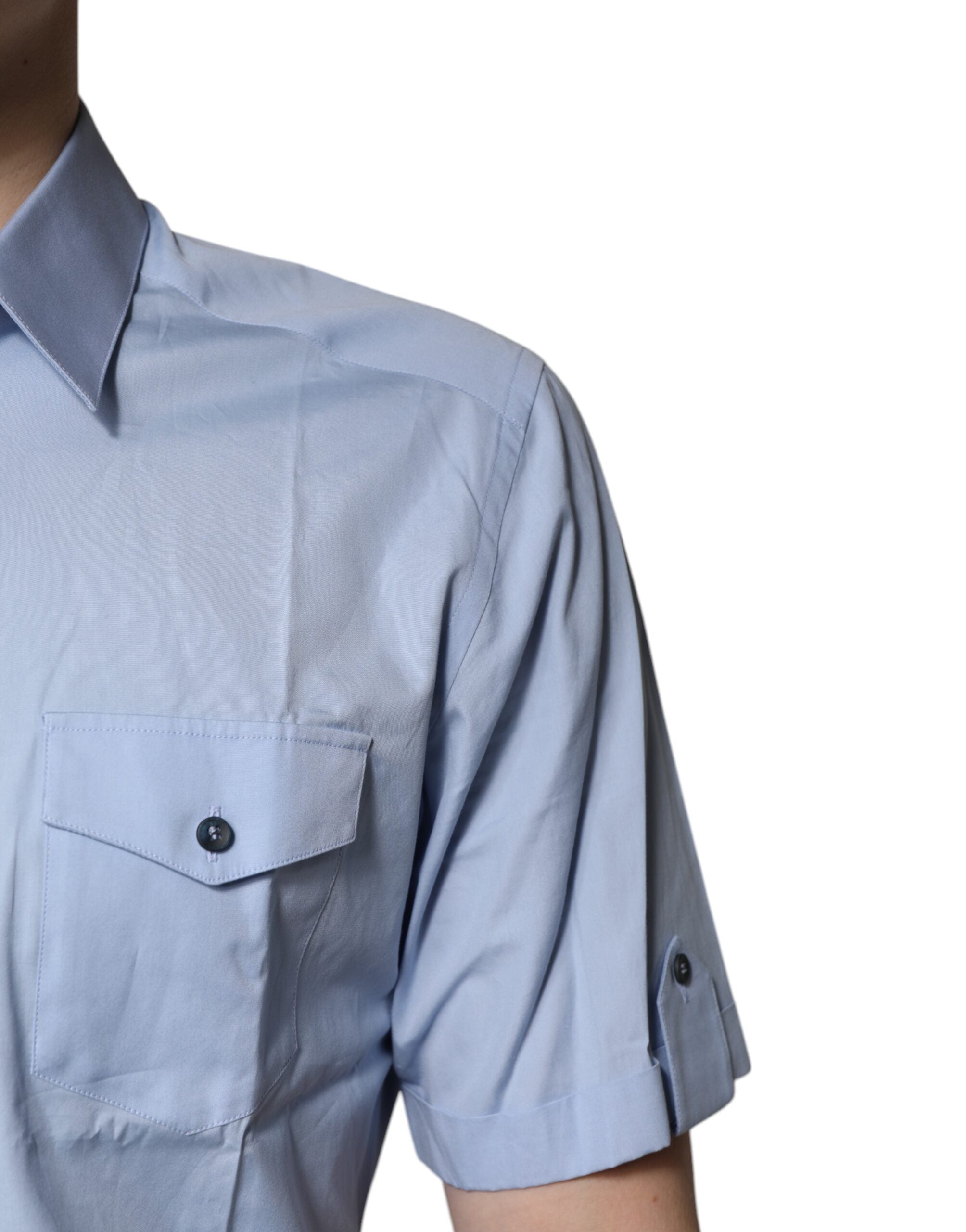 Dolce & Gabbana, Blaues Poloshirt aus Baumwolle mit Knopfleiste