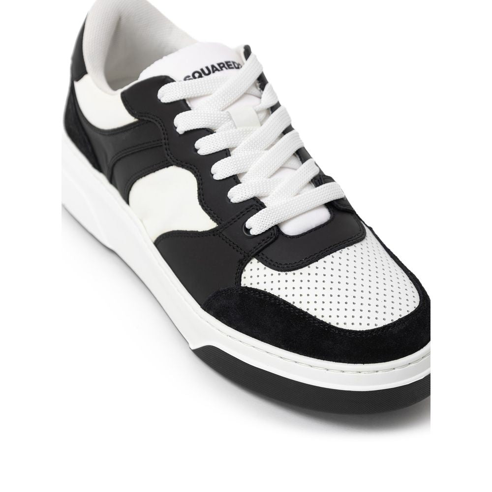 Tenișor din piele Dsquared² alb-negru