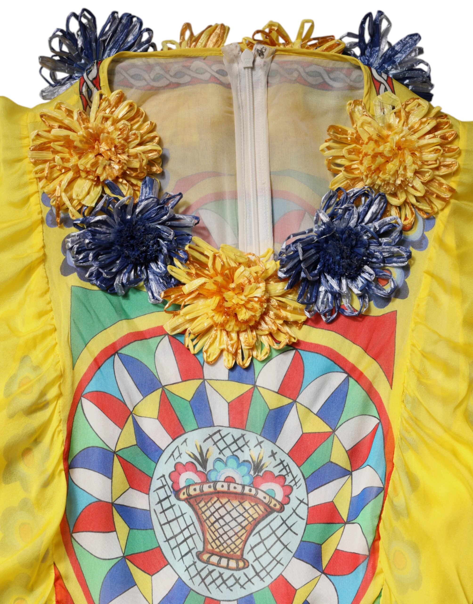 Rochie Dolce & Gabbana multicoloră cu imprimeu Carretto și model kaftan din twill