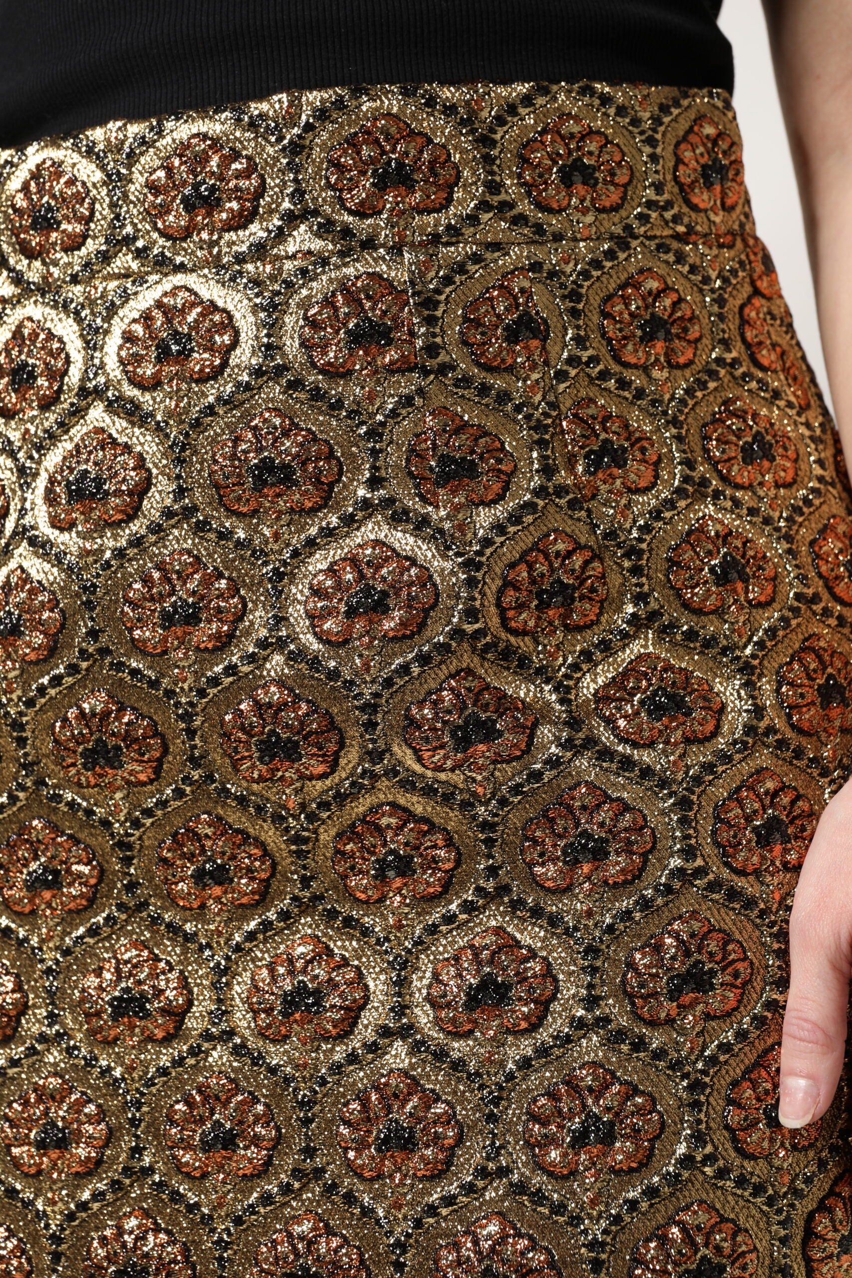 Dolce & Gabbana – Brauner A-Linien-Minirock aus Polyesterbrokat