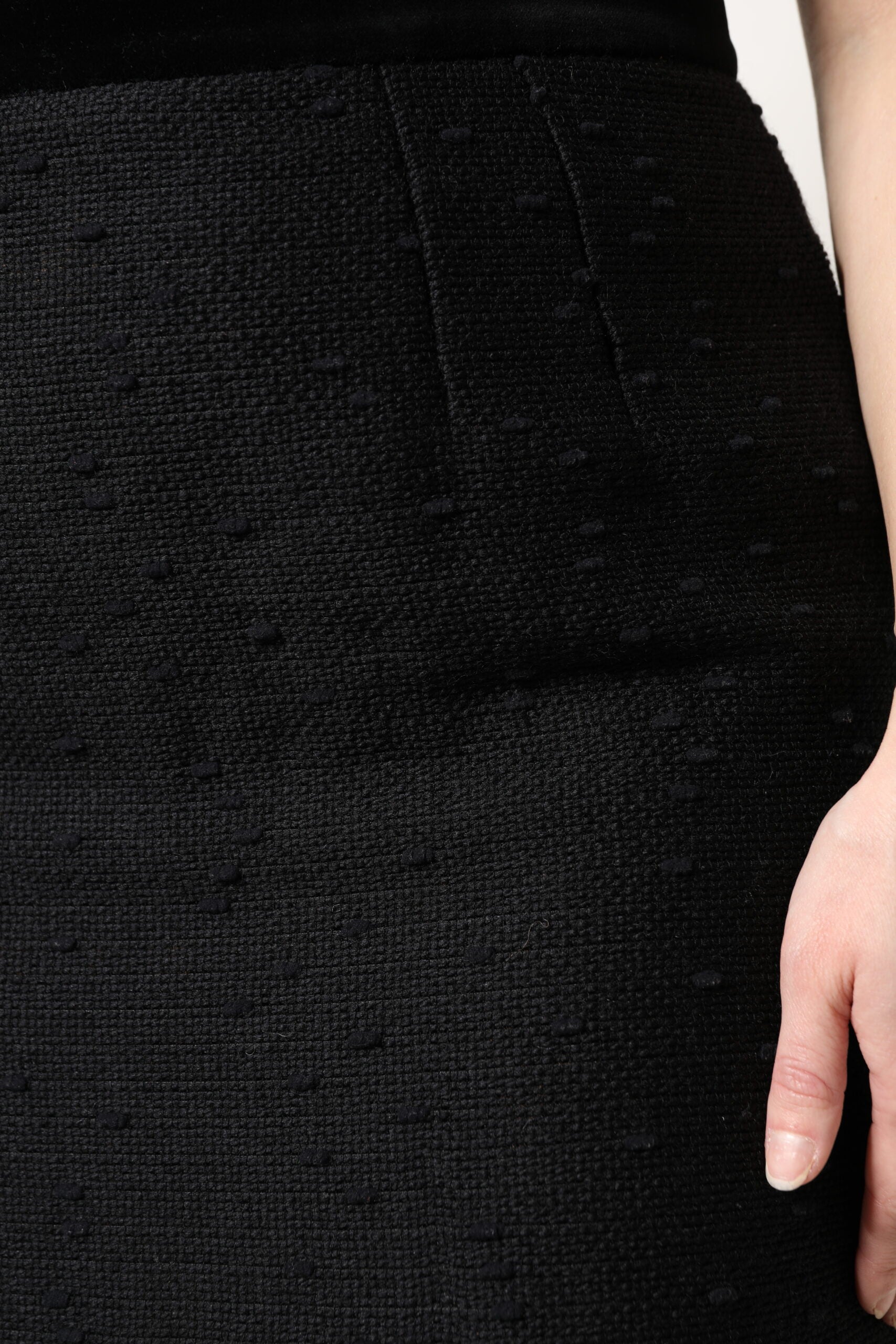 Dolce & Gabbana – Schwarzer Bleistift-Minirock mit hoher Taille und Fransen aus Wolle