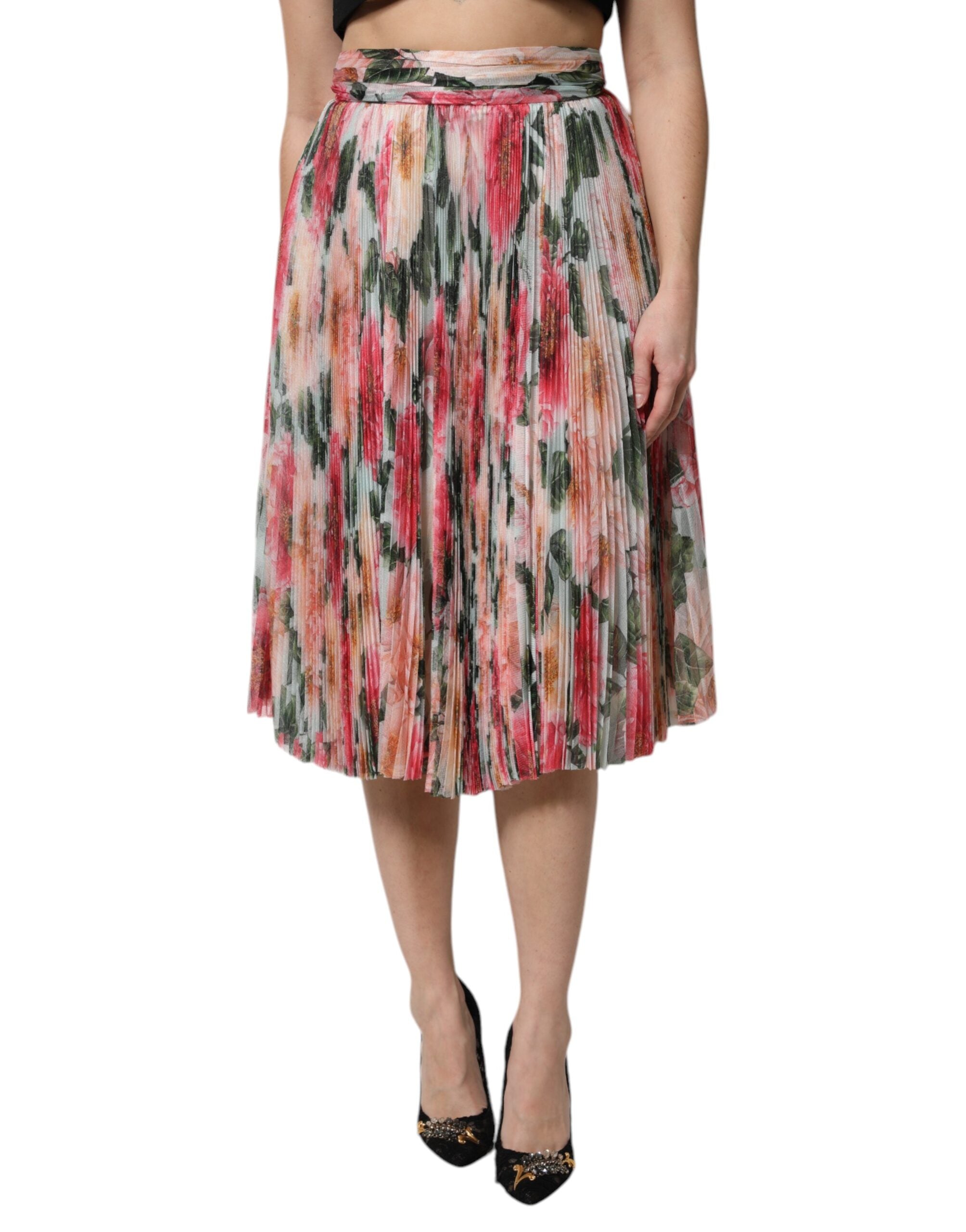 Dolce & Gabbana Fustă midi cu talie înaltă și imprimeu floral din mătase multicoloră