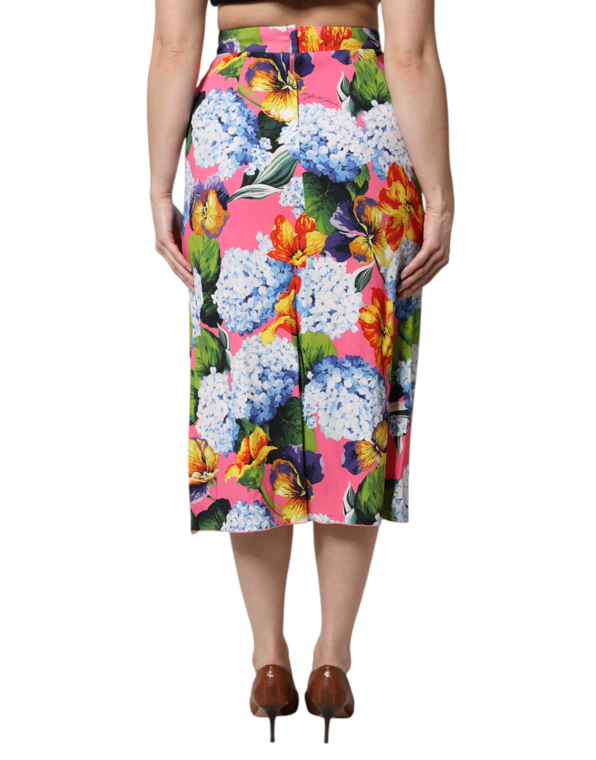 Dolce & Gabbana Fustă midi cu talie înaltă și imprimeu floral multicolor