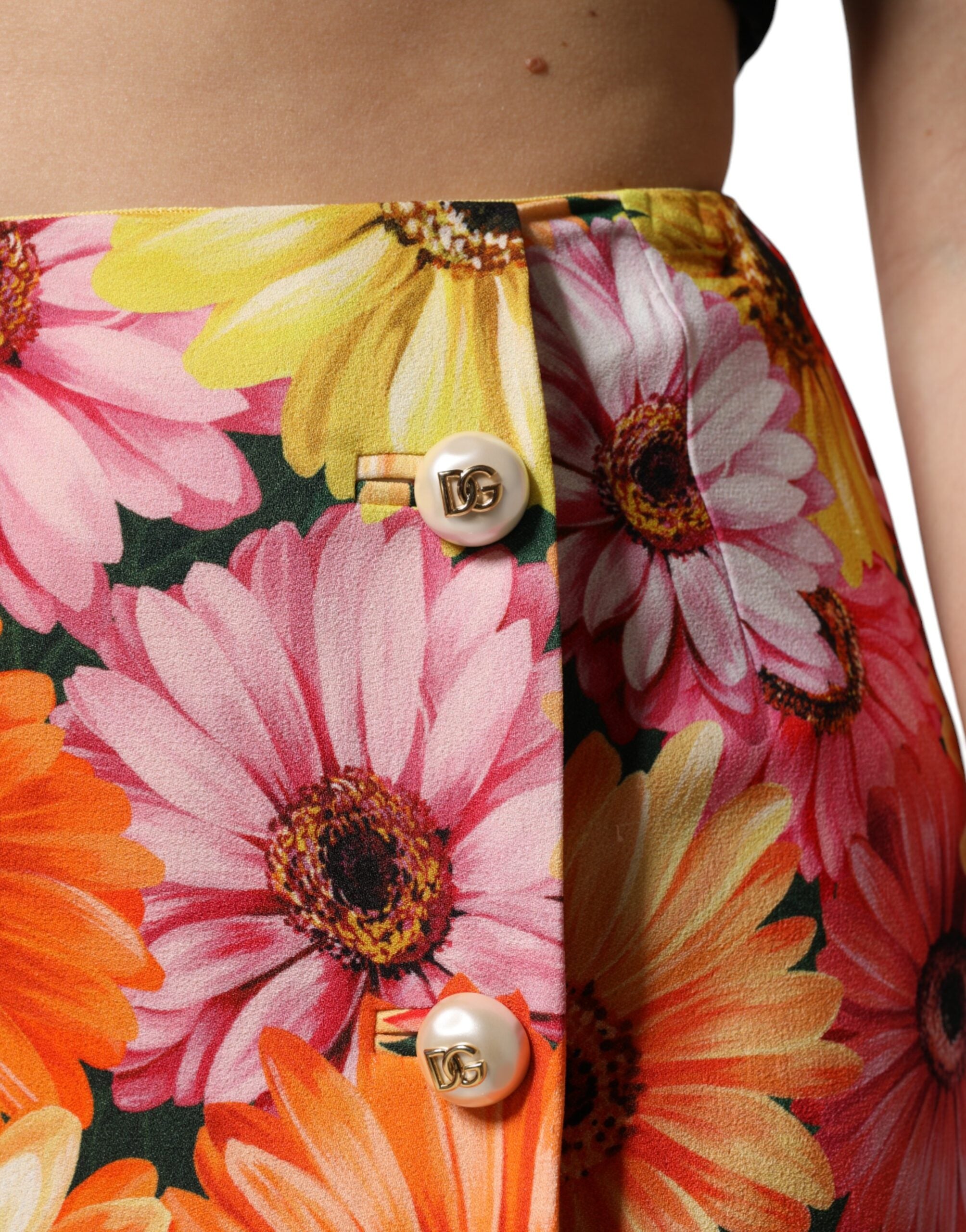 Dolce & Gabbana – Mehrfarbiger Minirock mit hoher Taille und Blumenmuster