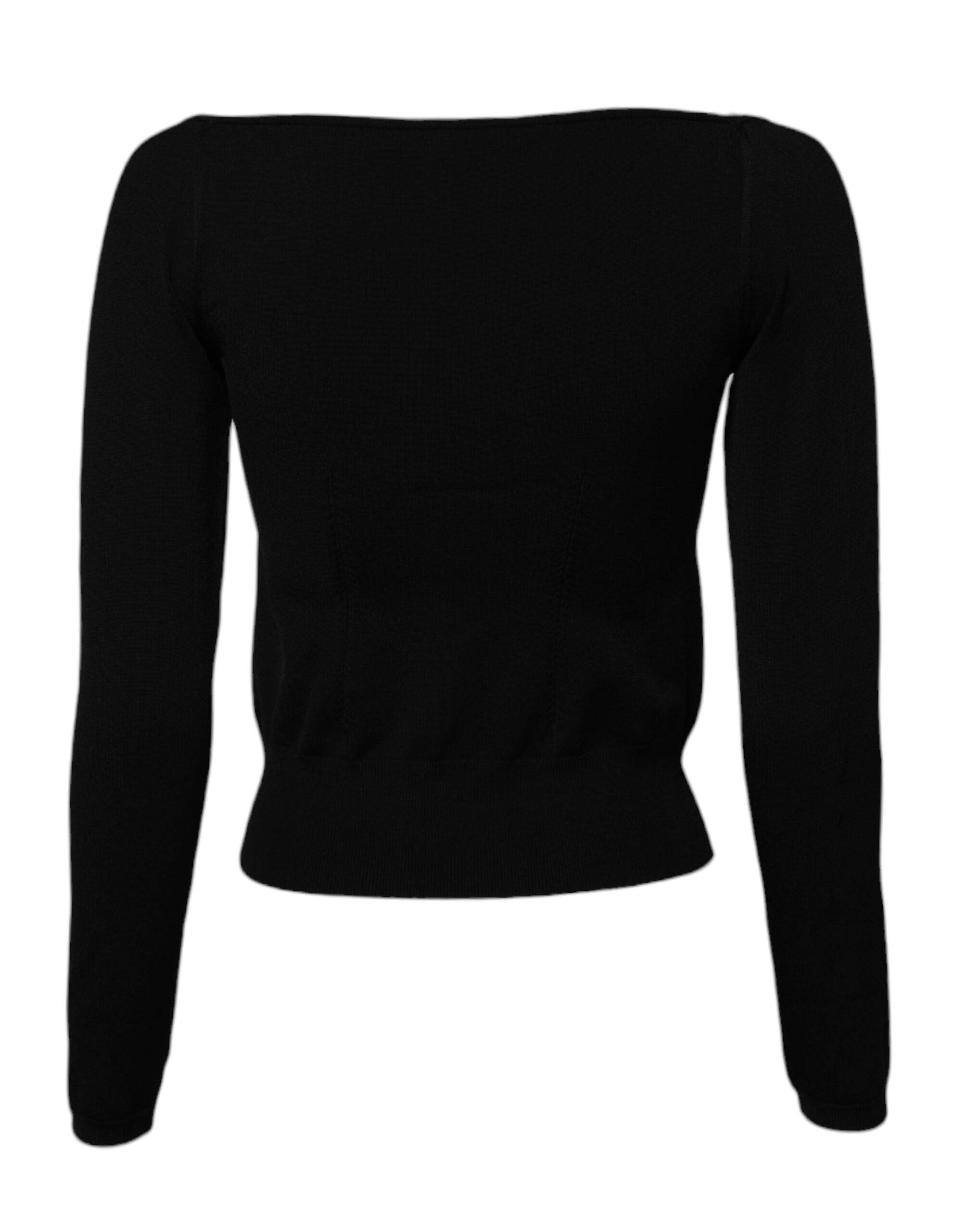 Dolce & Gabbana – Schwarzer Pullover mit quadratischem Ausschnitt und langen Ärmeln