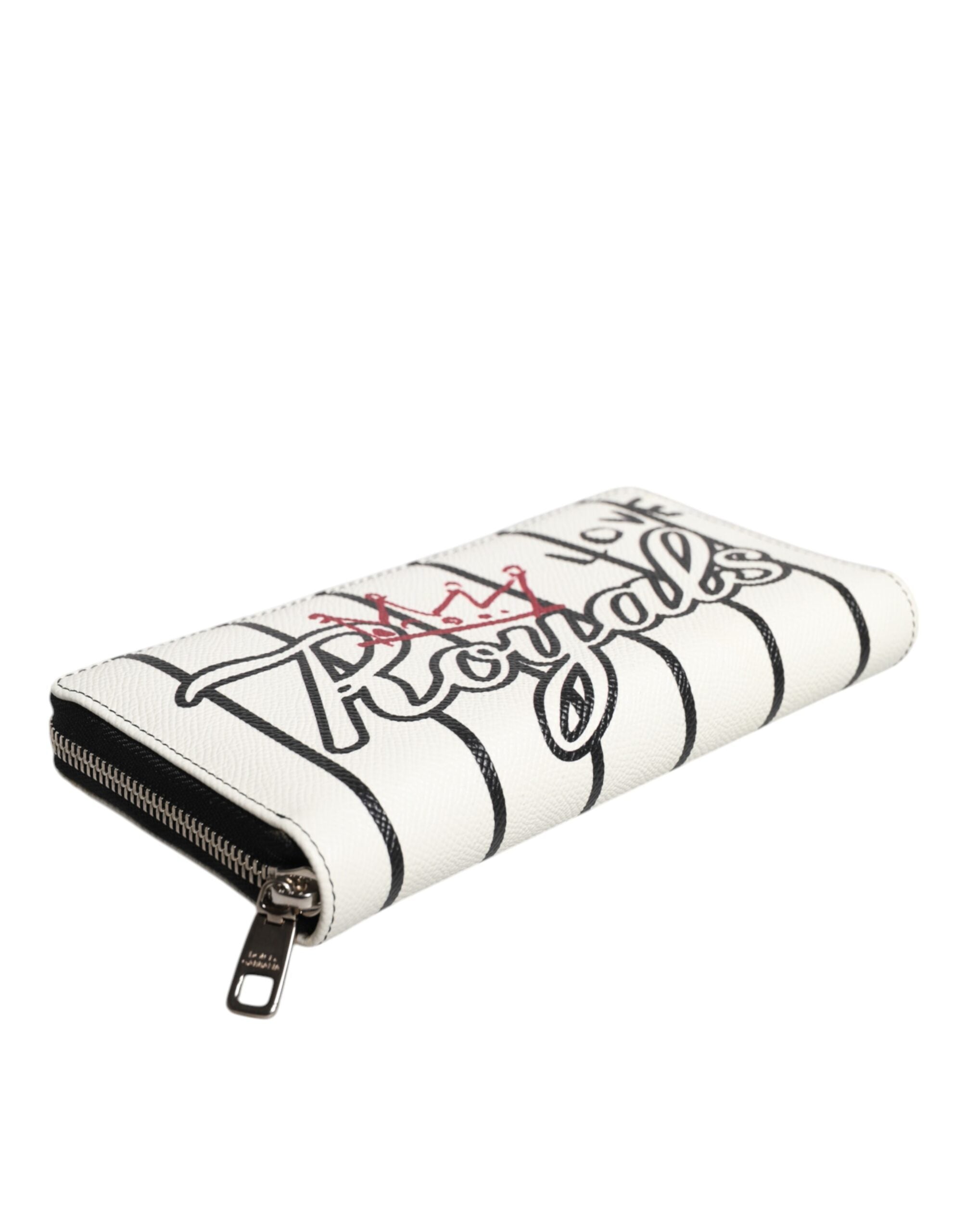 Portofel Dolce & Gabbana DG Crown Royals Continental din piele albă cu fermoar