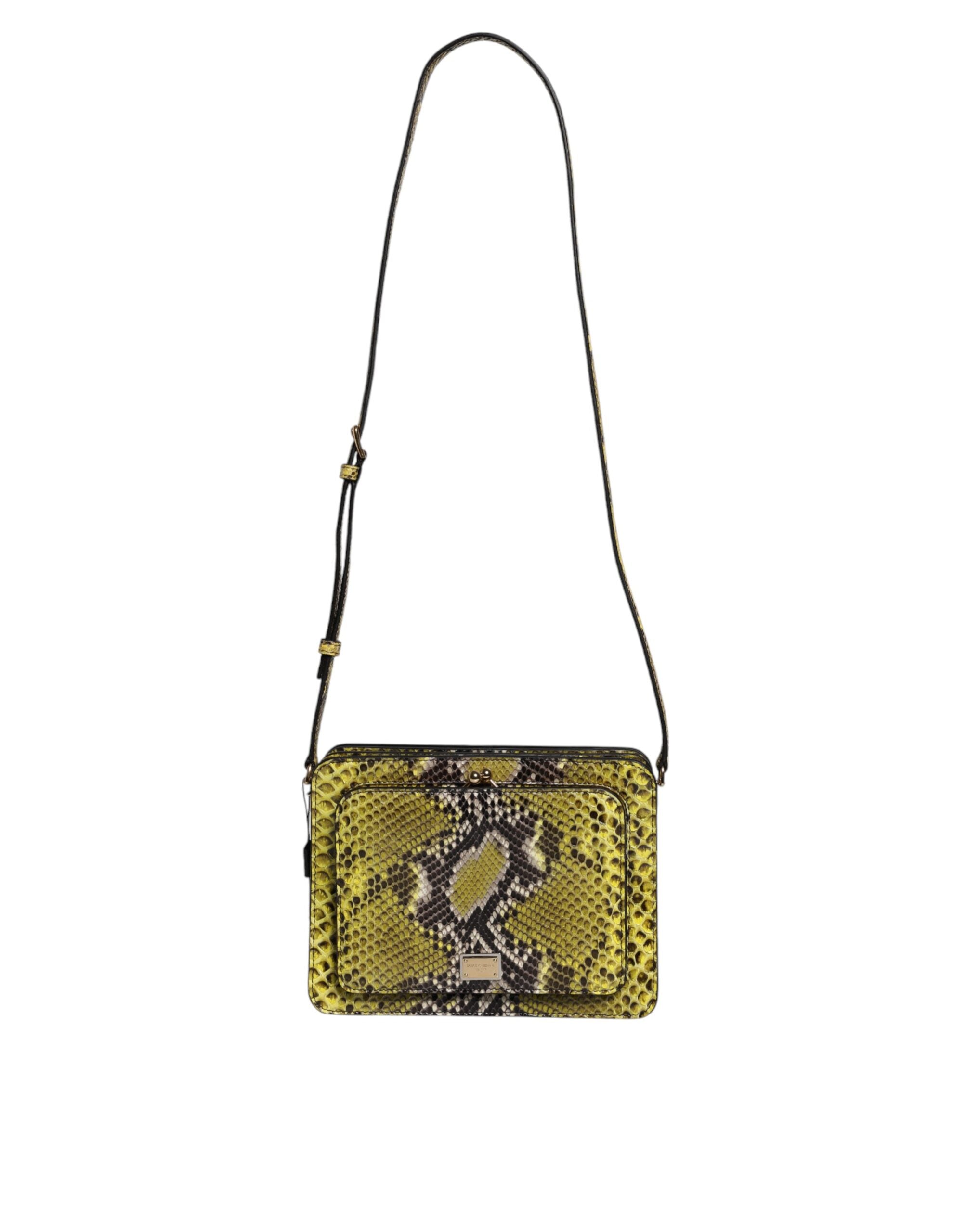 Geantă clutch crossbody Dolce & Gabbana din piele exotică verde cu placă DG