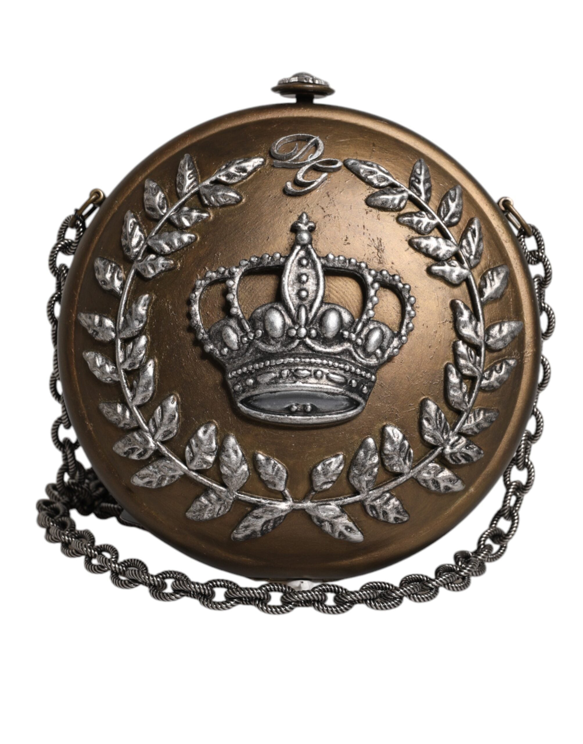 Dolce & Gabbana – Clutch mit DG-Krone aus goldenem Messing und Metall
