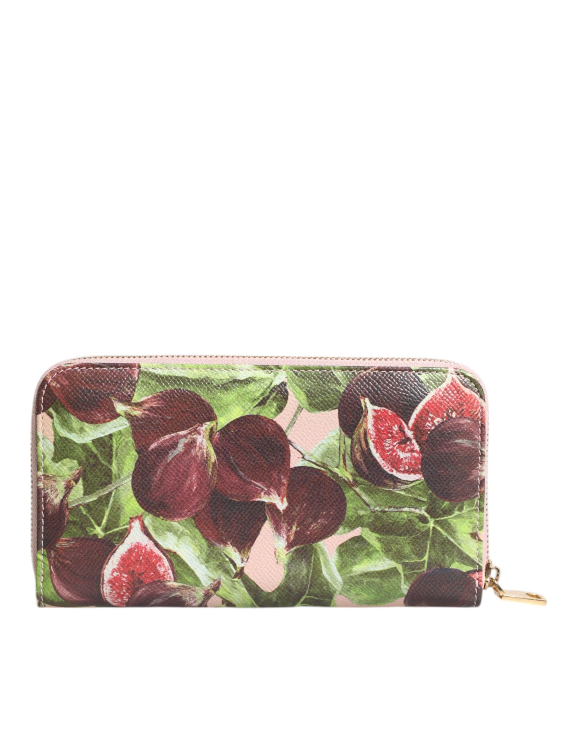 Portofel continental Dolce & Gabbana multicolor cu smochine și fructe Dauphine din piele cu fermoar