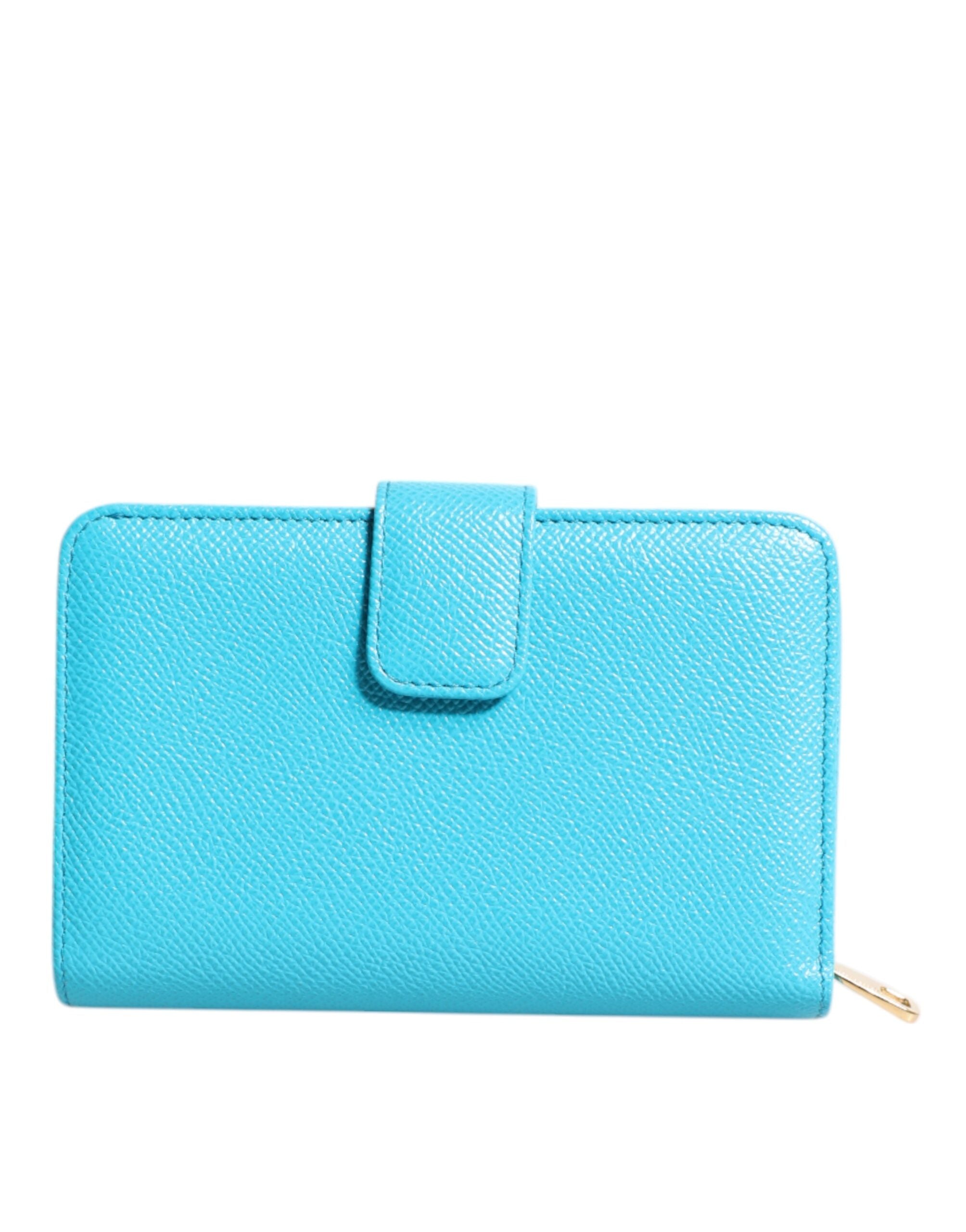 Portofel tip clutch continental Dolce & Gabbana din piele albastru deschis